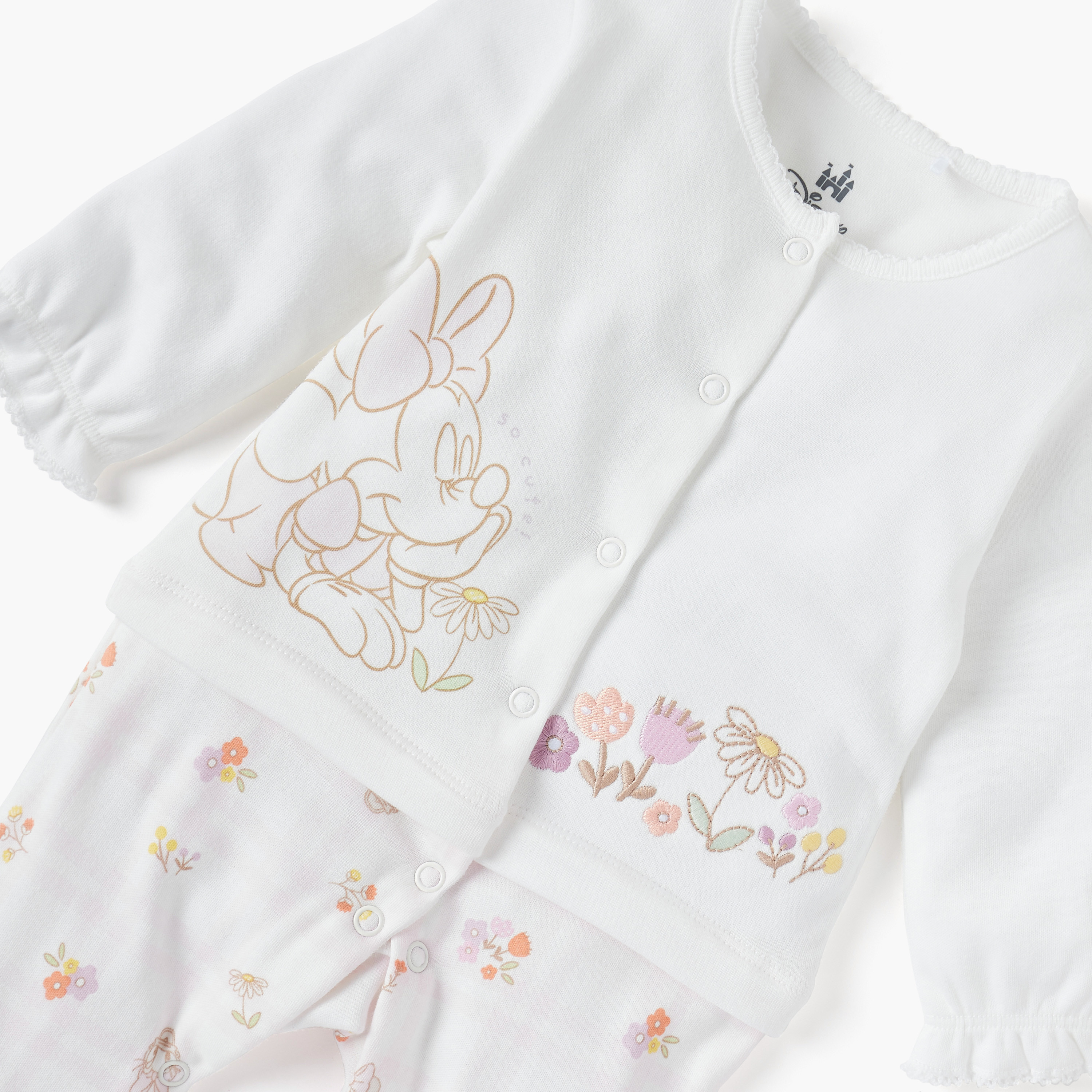 Disney Minnie Mouse Print Closed Feet Sleepsuit with Long Sleeves-baby-girls-clothing-nightwear-sleepsuits-image-3