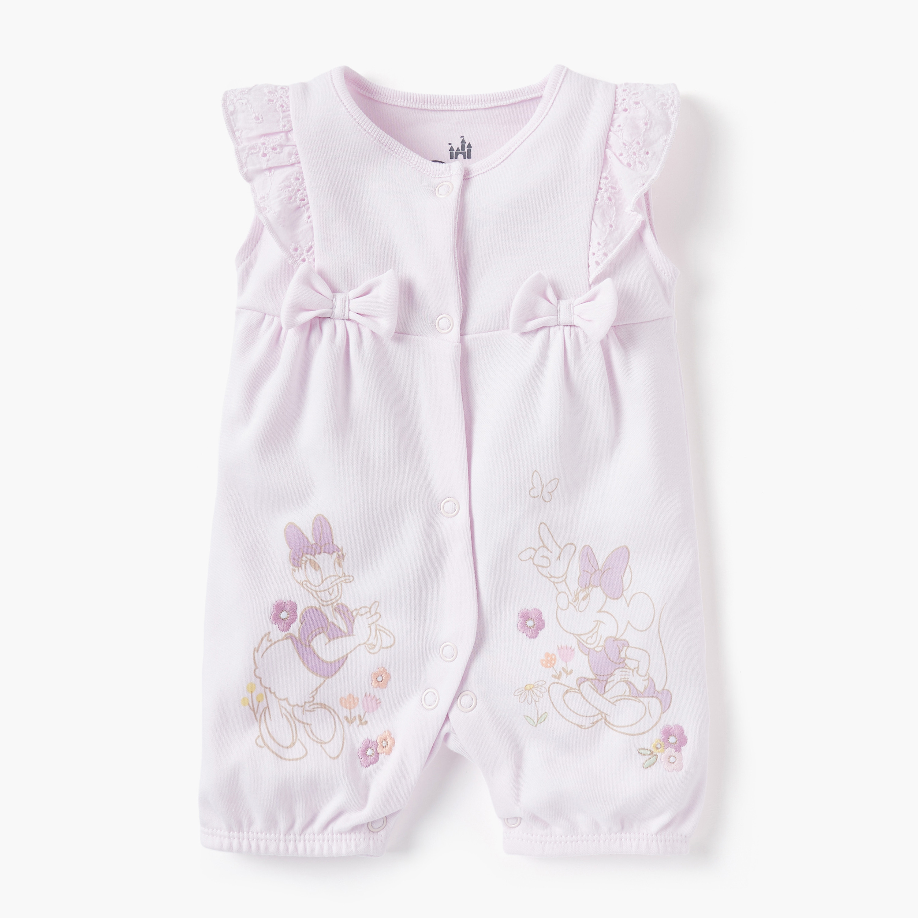 Disney Daisy Duck and Minnie Mouse Print Sleeveless Romper-baby-girls-clothing-rompers-image-1