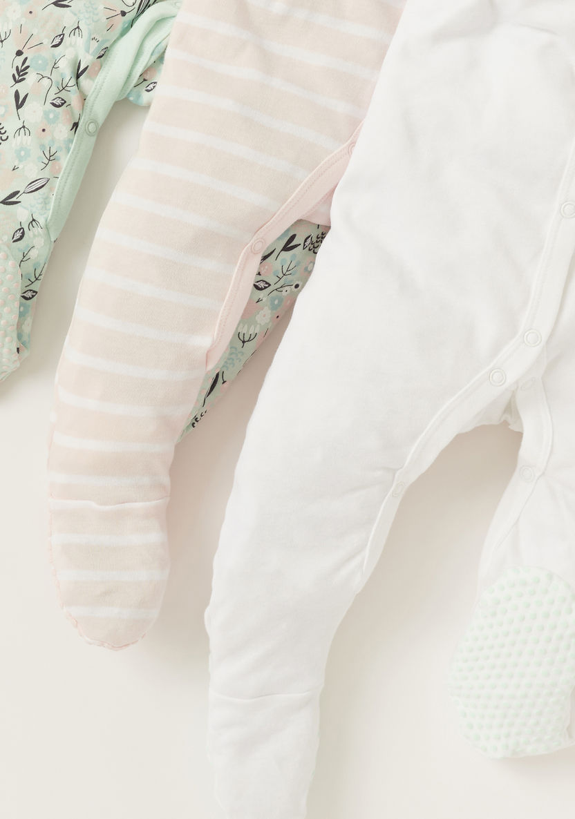 Juniors Printed Closed Feet Sleepsuit with Long Sleeves - Set of 3-Sleepsuits-image-2