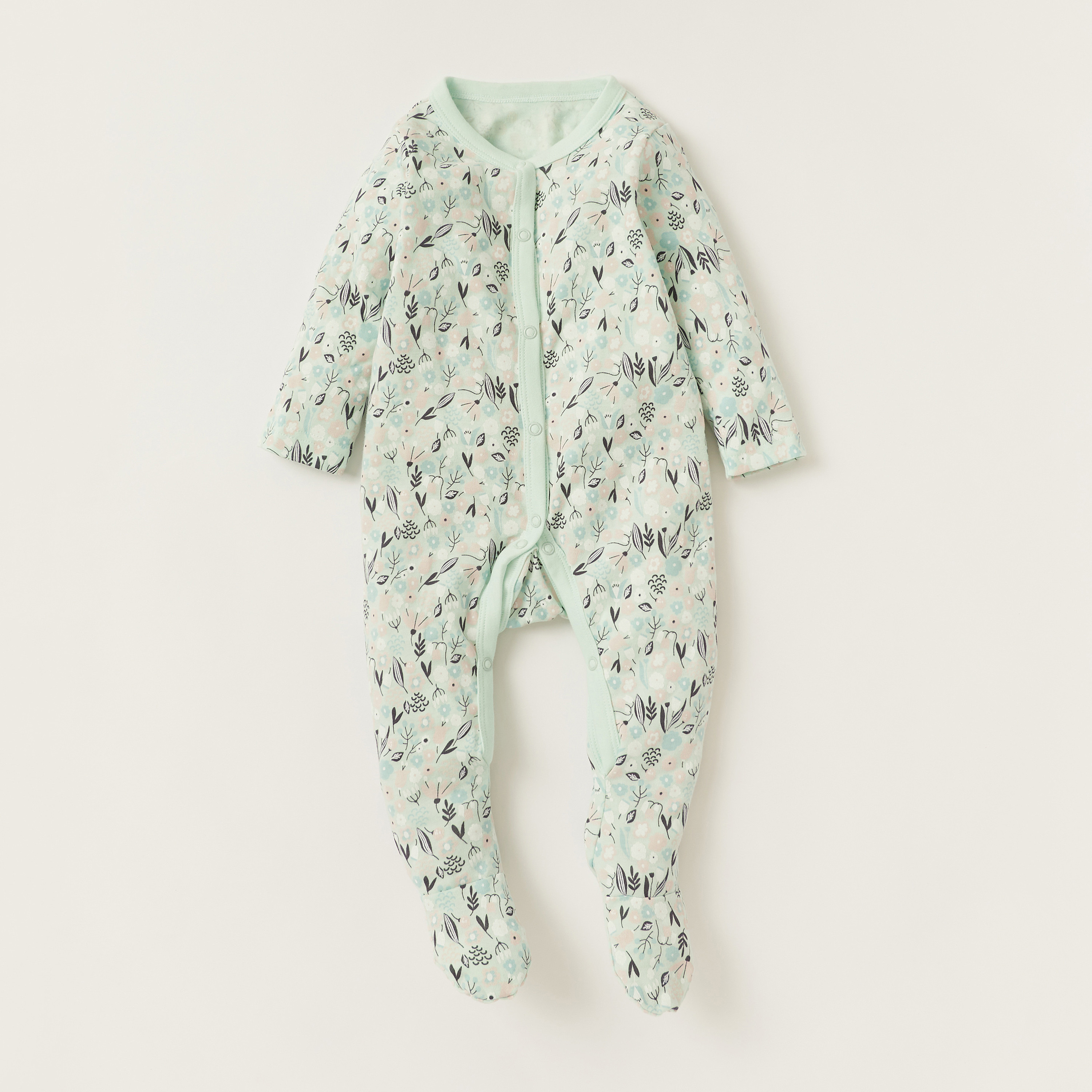 Juniors Printed Closed Feet Sleepsuit with Long Sleeves - Set of 3-baby-girls-clothing-nightwear-sleepsuits-image-4