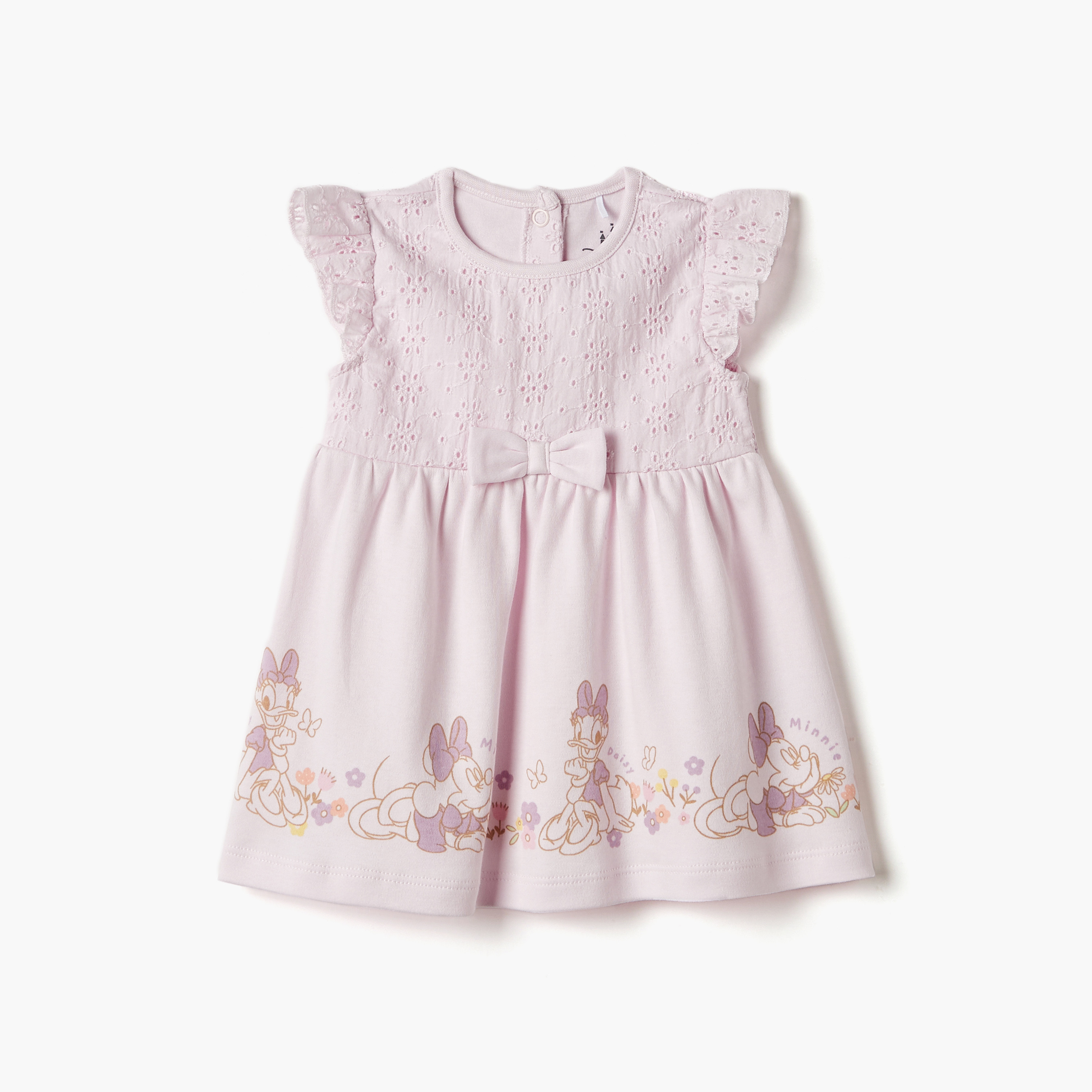 Disney Minnie Mouse and Daisy Duck Print Dress with Schiffli Detail-baby-girls-clothing-dressesandjumpsuits-image-1