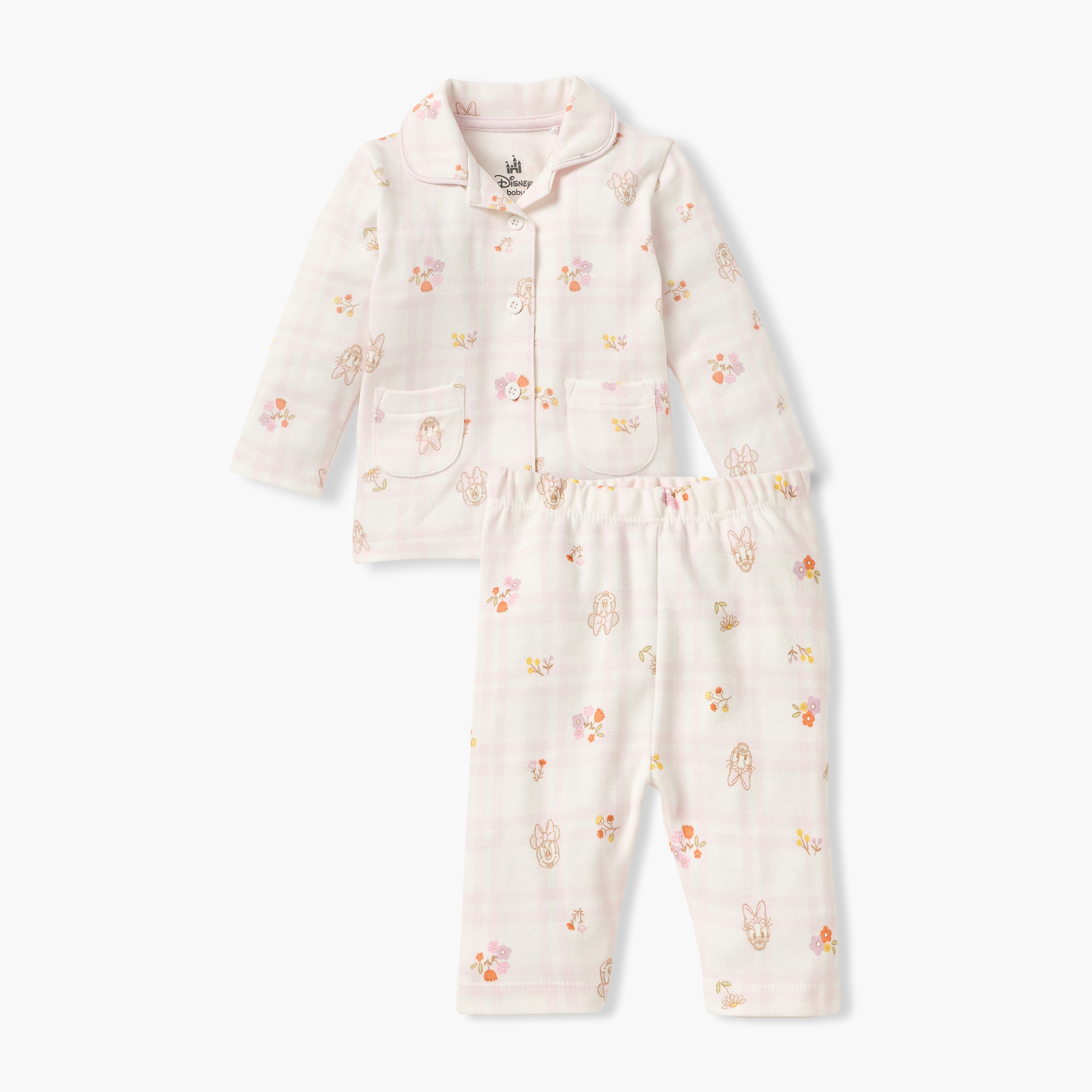 Disney Minnie Mouse and Daisy Duck Print Shirt and Pyjama Set-baby-girls-clothing-nightwear-pyjamasets-image-1