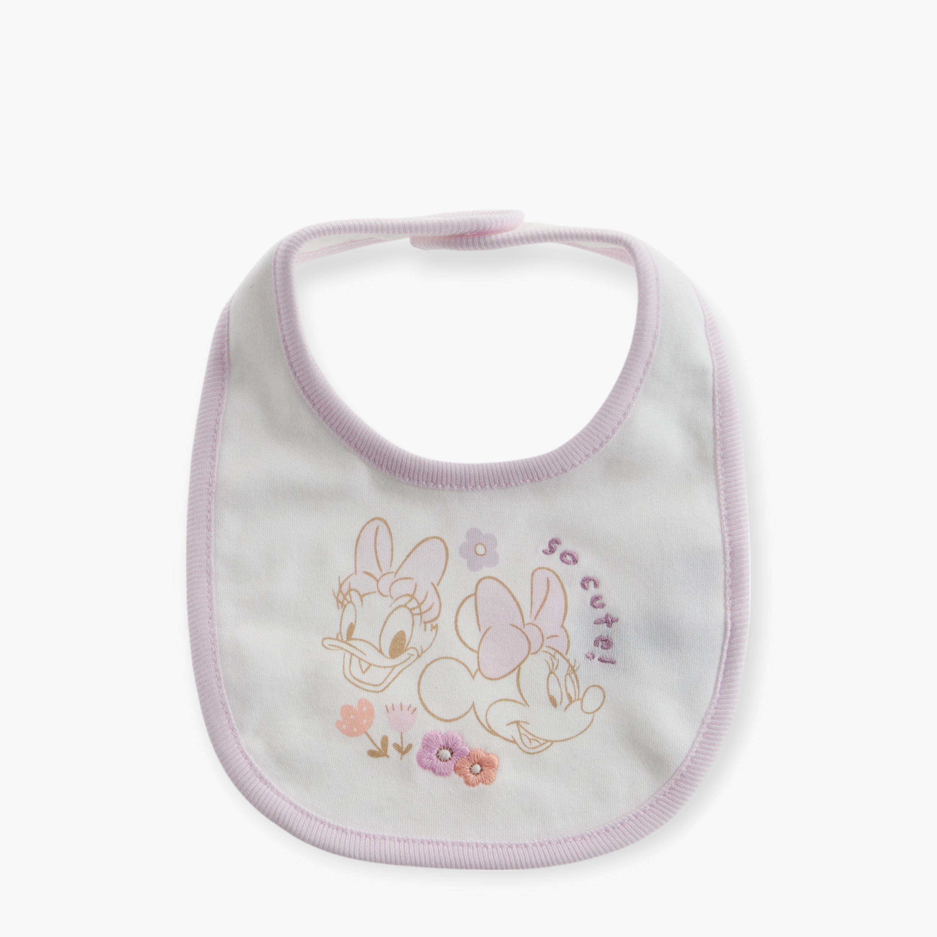 Disney Daisy Duck and Minnie Mouse Print Bib with Button Closure-baby-feeding-bibs-image-1