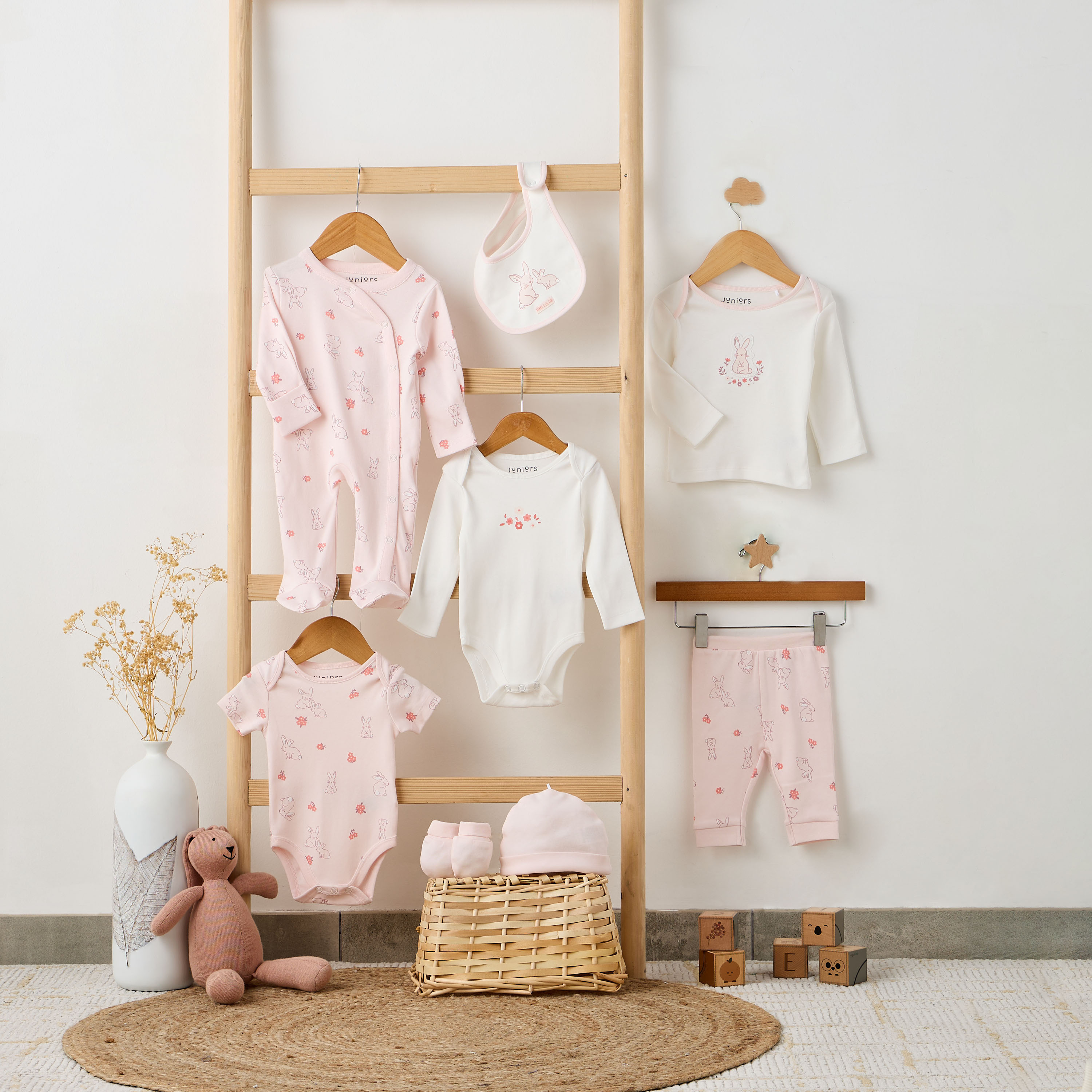 Juniors 9-Piece Boys Gift Set - Cotton - Bodysuit, Pyjamas, Beanie, Mittens, Sleepsuit - Bunny Print-baby-boys-clothing-setsandcoords-image-14