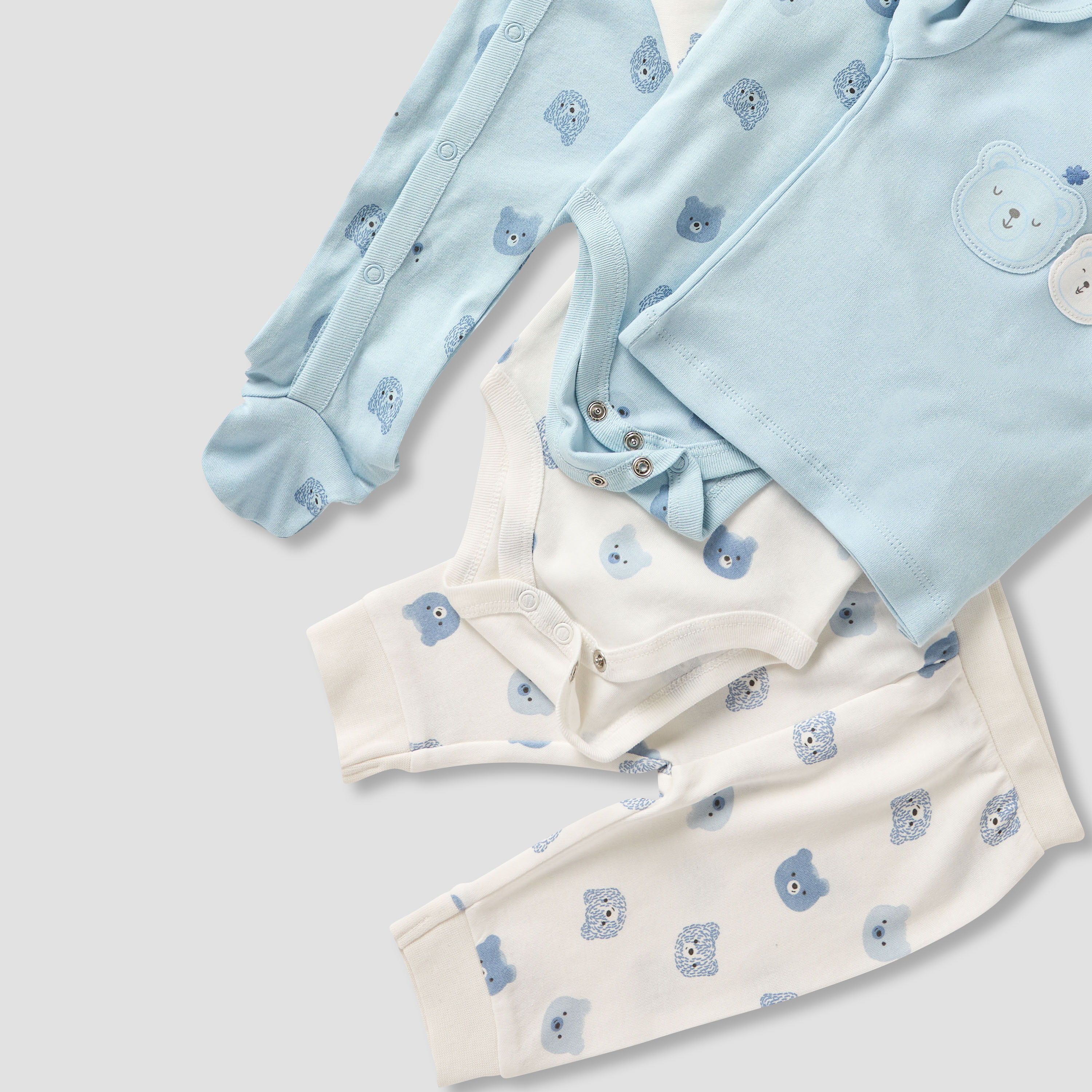 Juniors 9-Piece Boys Gift Set - Cotton - Sleepsuit, Bodysuit, Bib, Beanie, Mittens - Bear Print-baby-boys-clothing-setsandcoords-image-12
