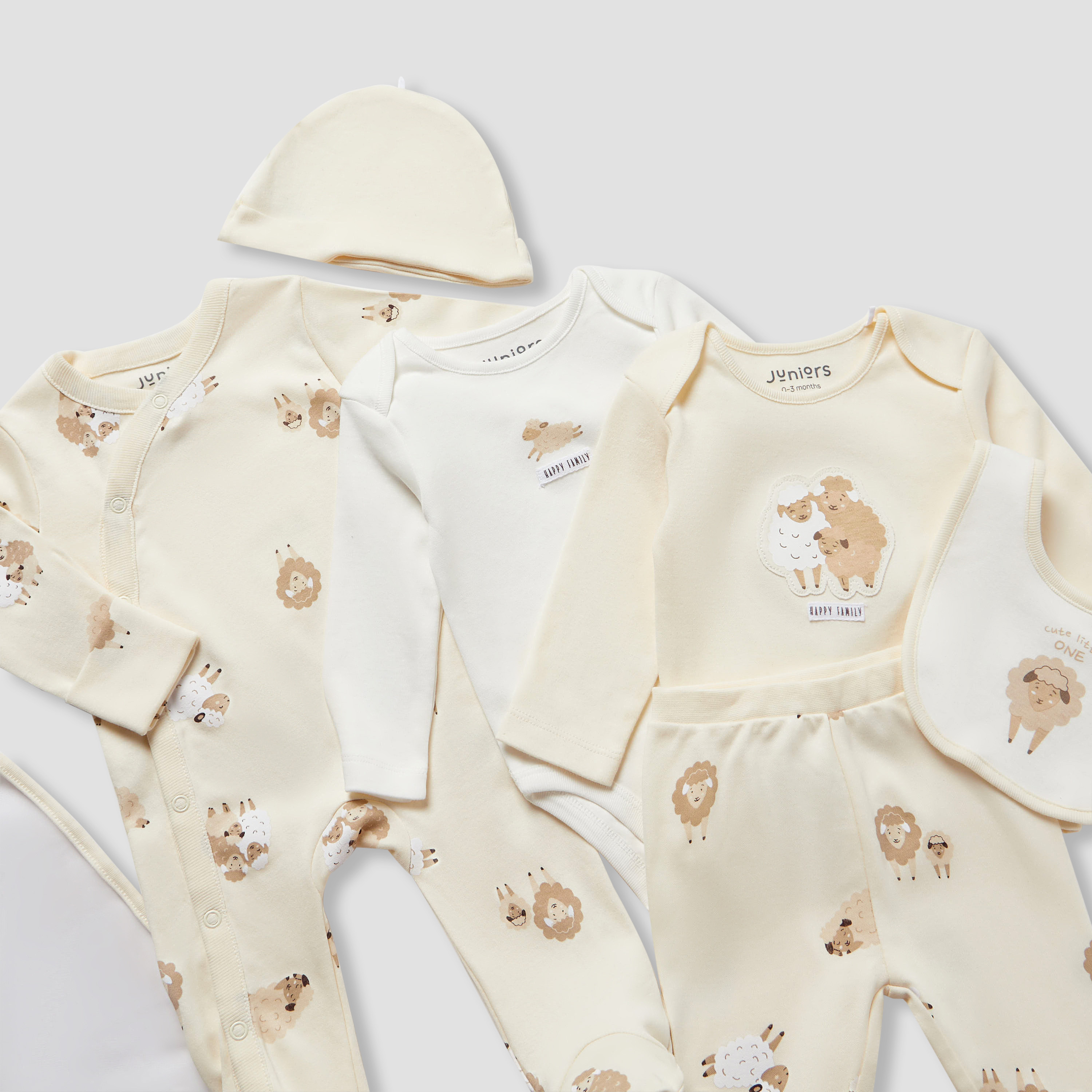 Juniors 9-Piece Girls Gift Set - Cotton - Sleepsuit, Bodysuit, T-shirt, Pyjama - Sheep Print-baby-girls-clothing-setsandcoords-image-11