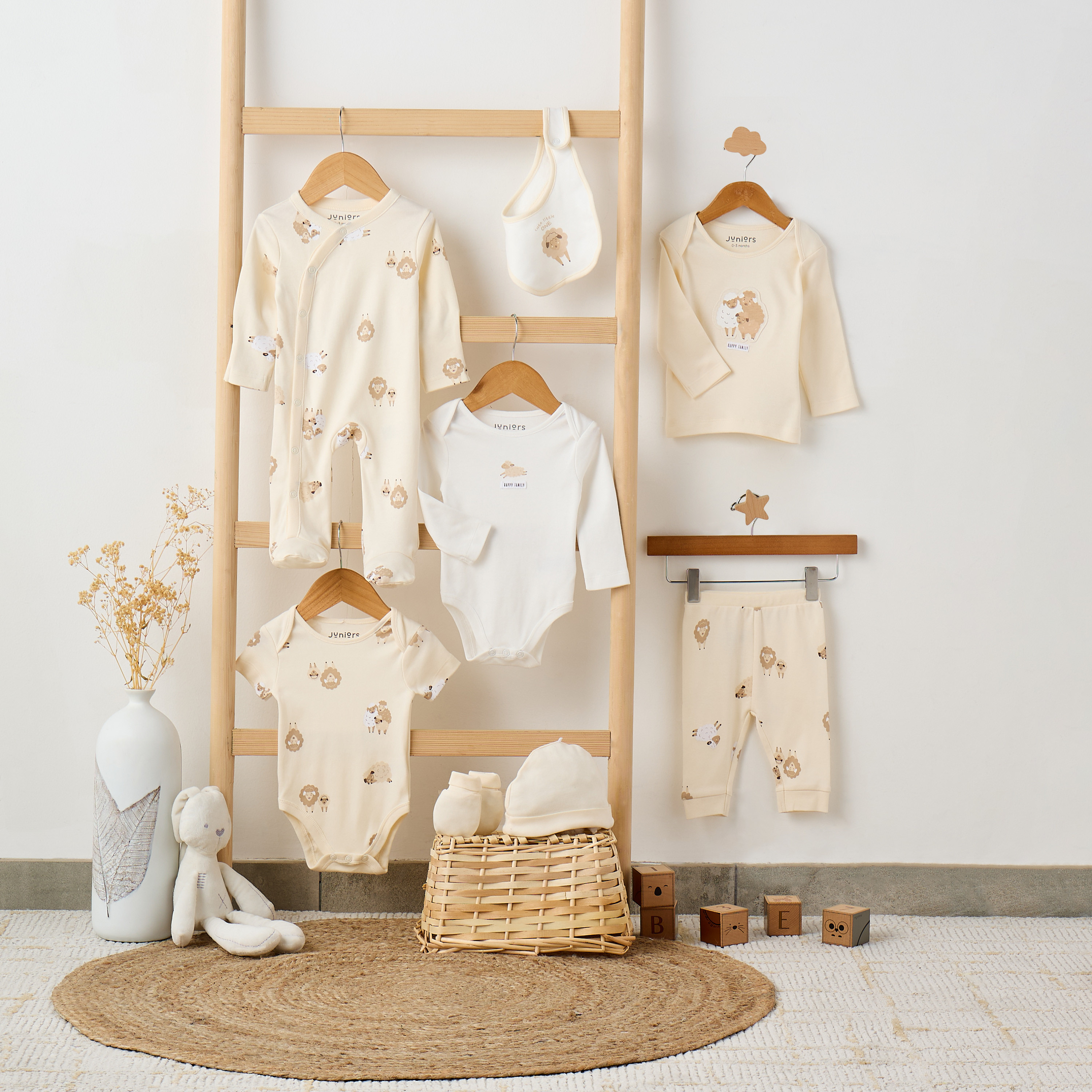 Juniors 9-Piece Girls Gift Set - Cotton - Sleepsuit, Bodysuit, T-shirt, Pyjama - Sheep Print-baby-girls-clothing-setsandcoords-image-15