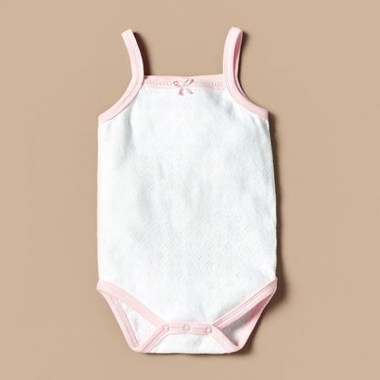 Juniors Strappy Textured Bodysuit with Bow Detail