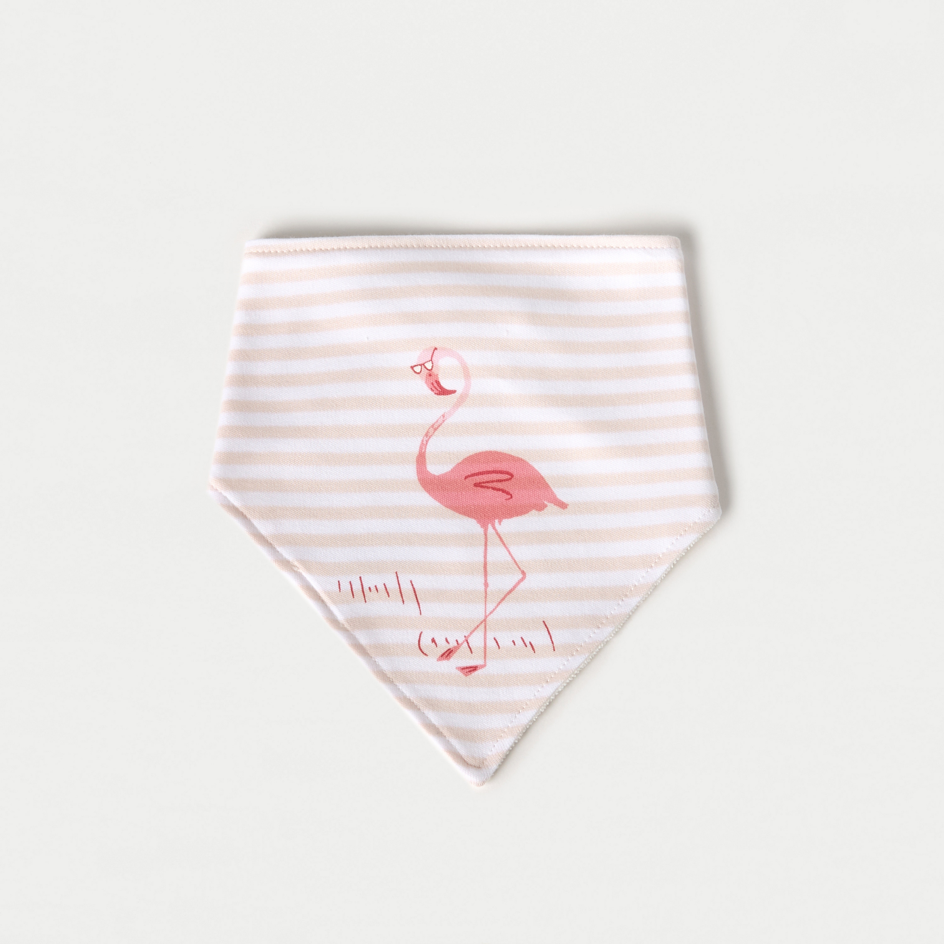 Juniors Flamingo Print Muslin Bib with Button Closure - Set of 3-baby-feeding-bibs-image-4