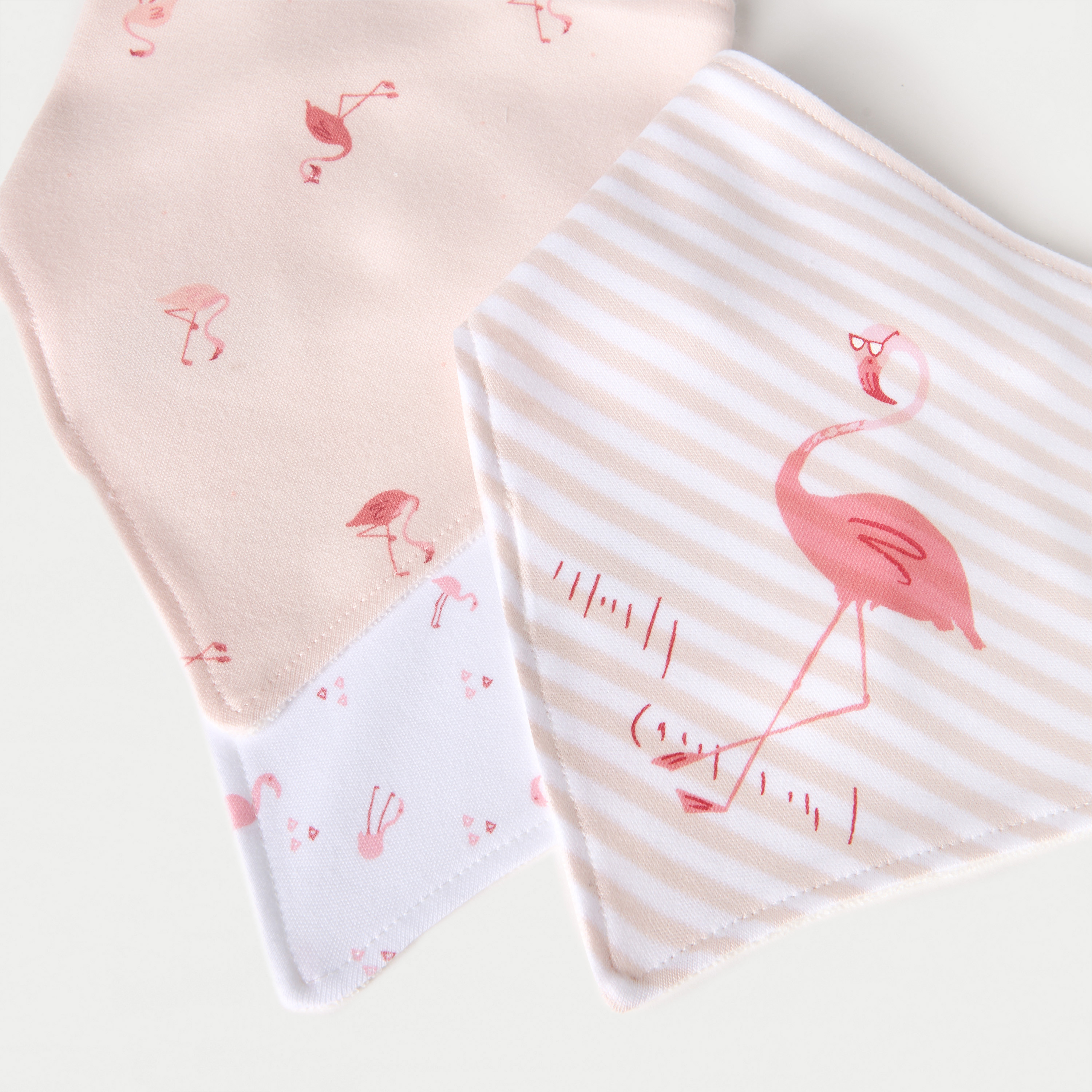 Juniors Flamingo Print Muslin Bib with Button Closure - Set of 3-baby-feeding-bibs-image-5
