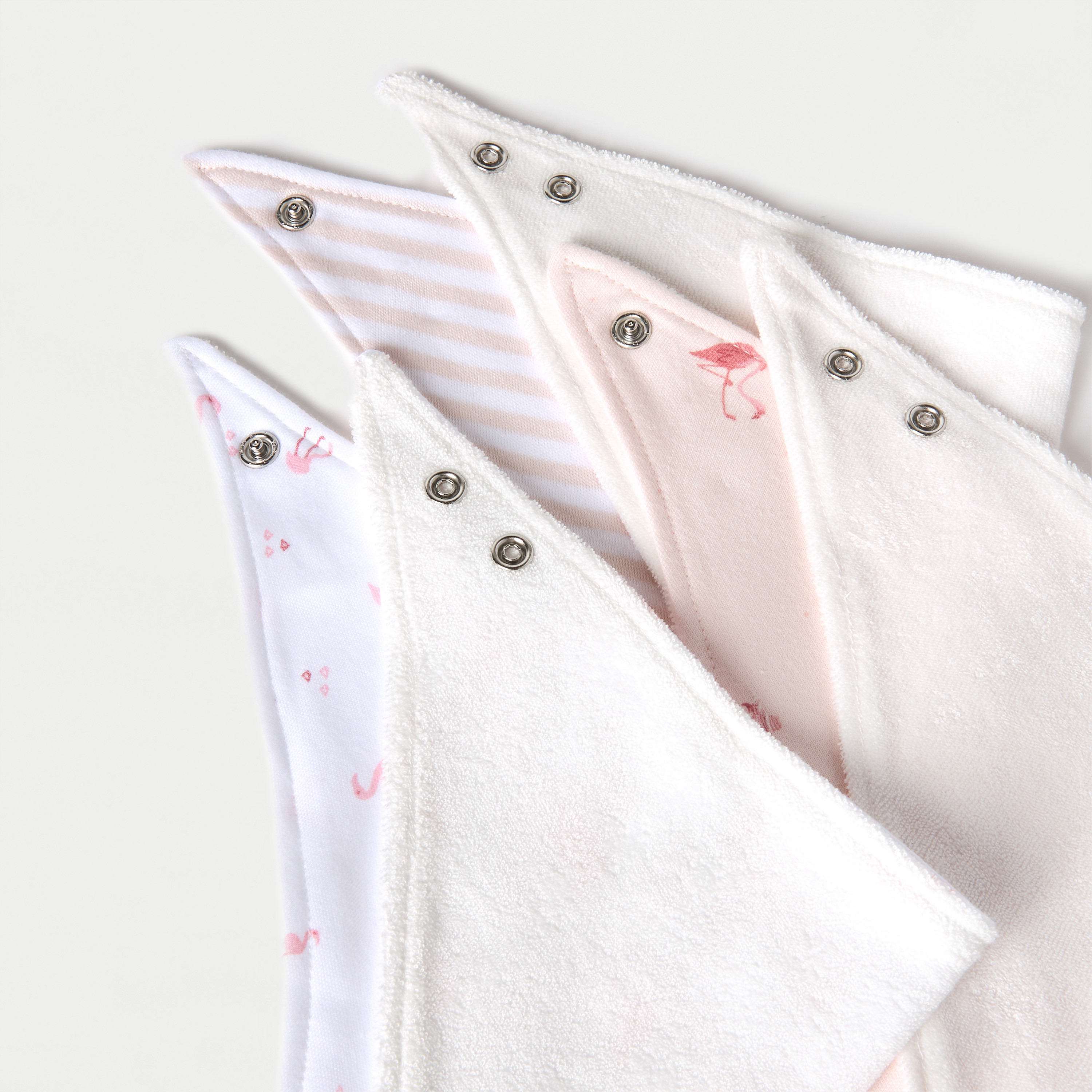 Juniors Flamingo Print Muslin Bib with Button Closure - Set of 3-baby-feeding-bibs-image-6