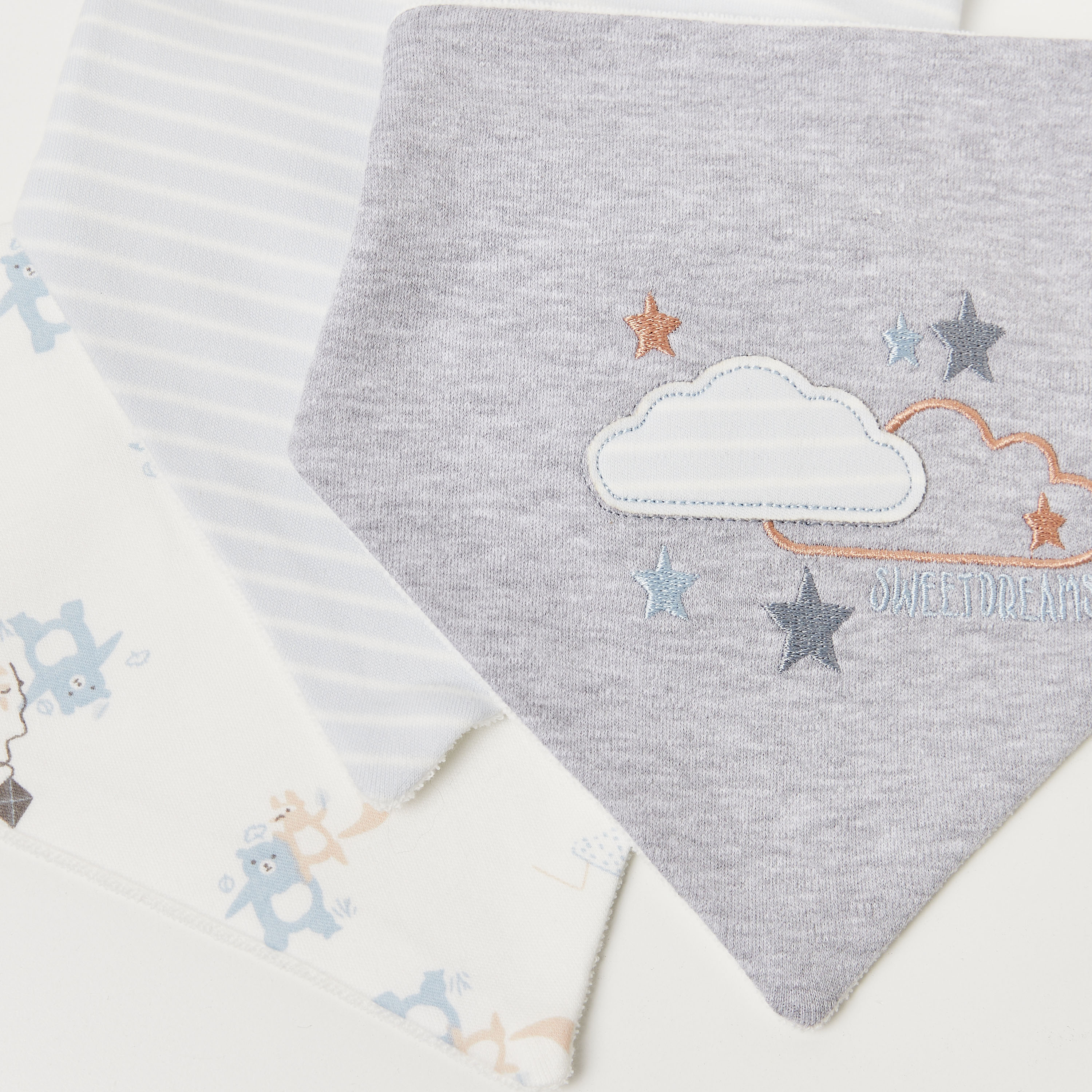Juniors Printed Dribble Bib with Snap Button Closure - Set of 3-baby-feeding-bibs-image-5