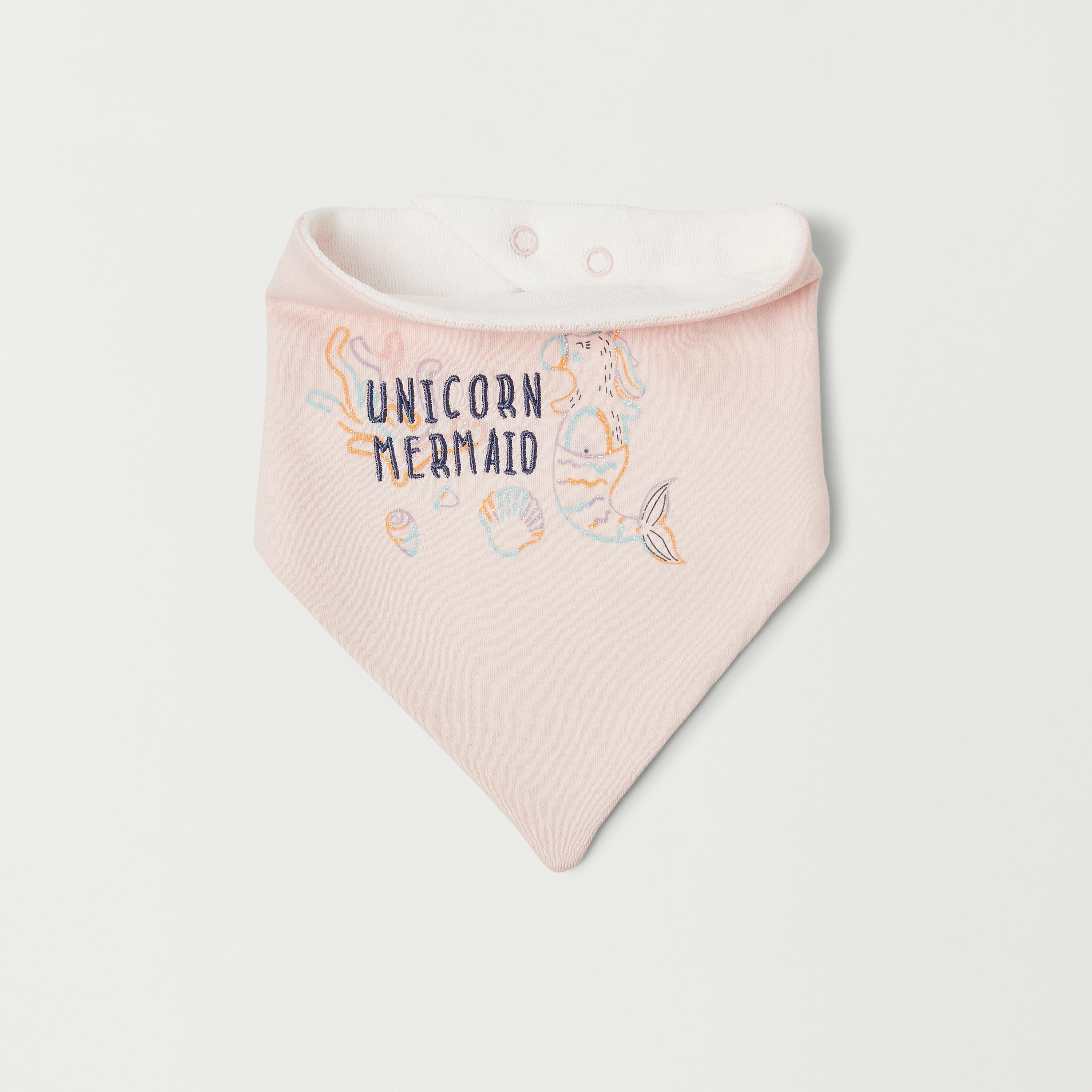 Juniors Mermaid Print Dribble Bib with Snap Button Closure - Set of 3-baby-feeding-bibs-image-2