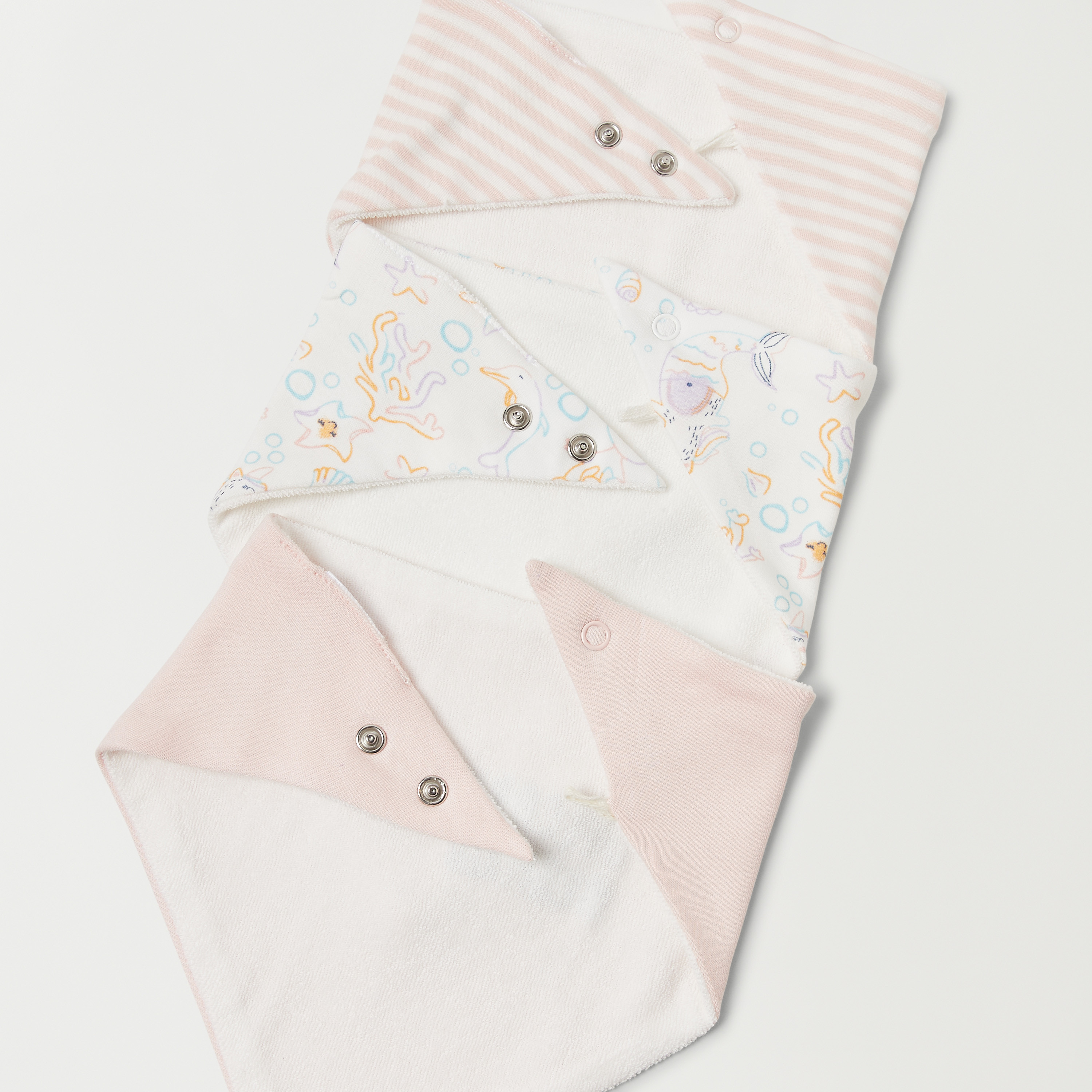 Juniors Mermaid Print Dribble Bib with Snap Button Closure - Set of 3-baby-feeding-bibs-image-6