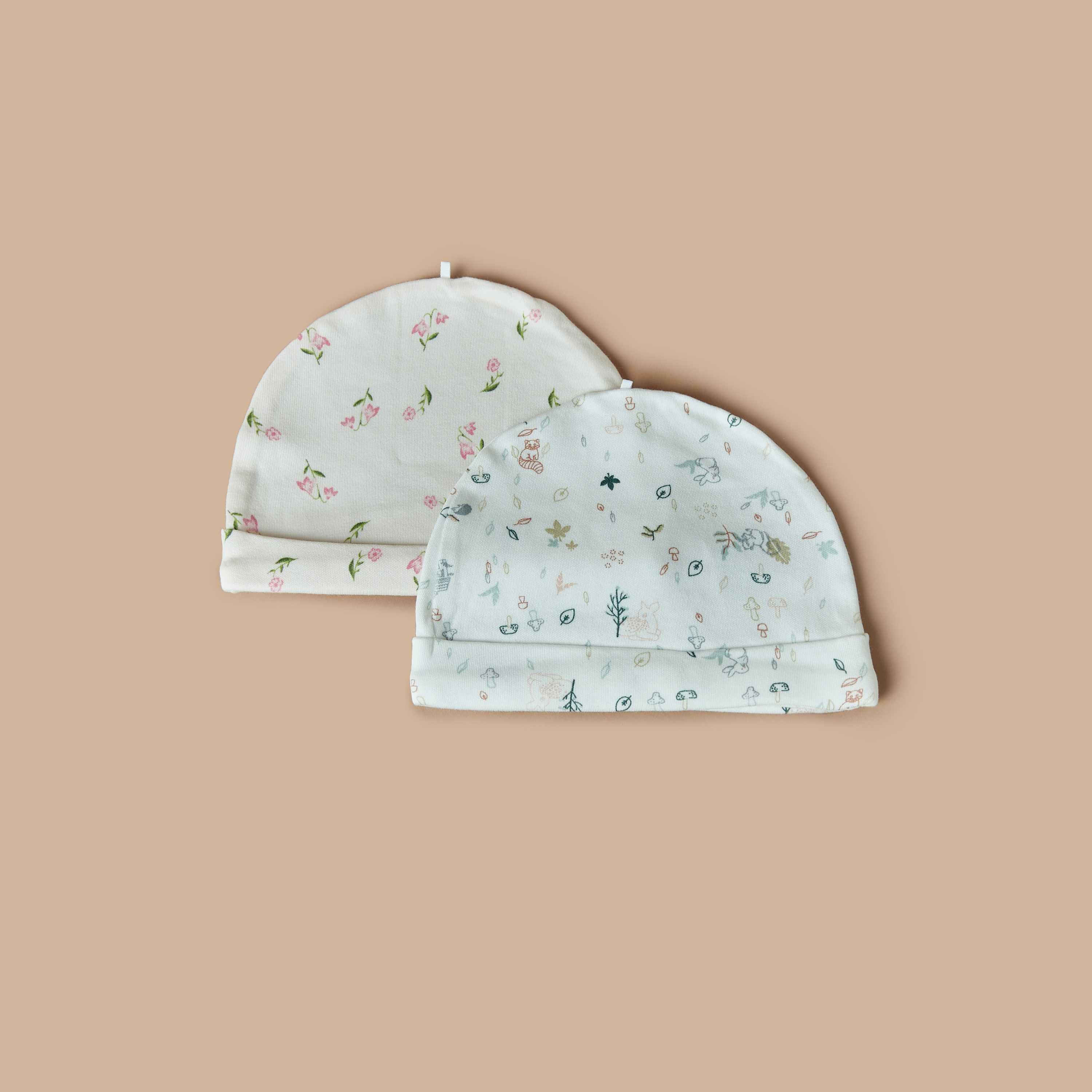 Juniors Floral Print Cap - Set of 2-baby-girls-accessories-caps-image-1
