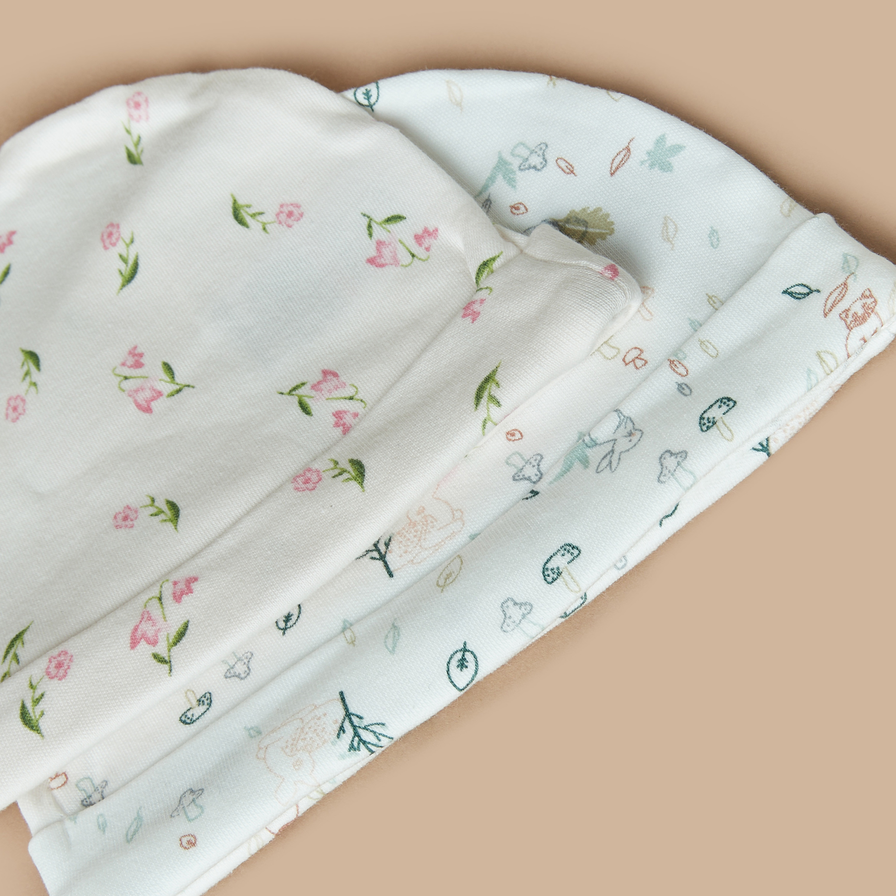 Juniors Floral Print Cap - Set of 2-baby-girls-accessories-caps-image-4