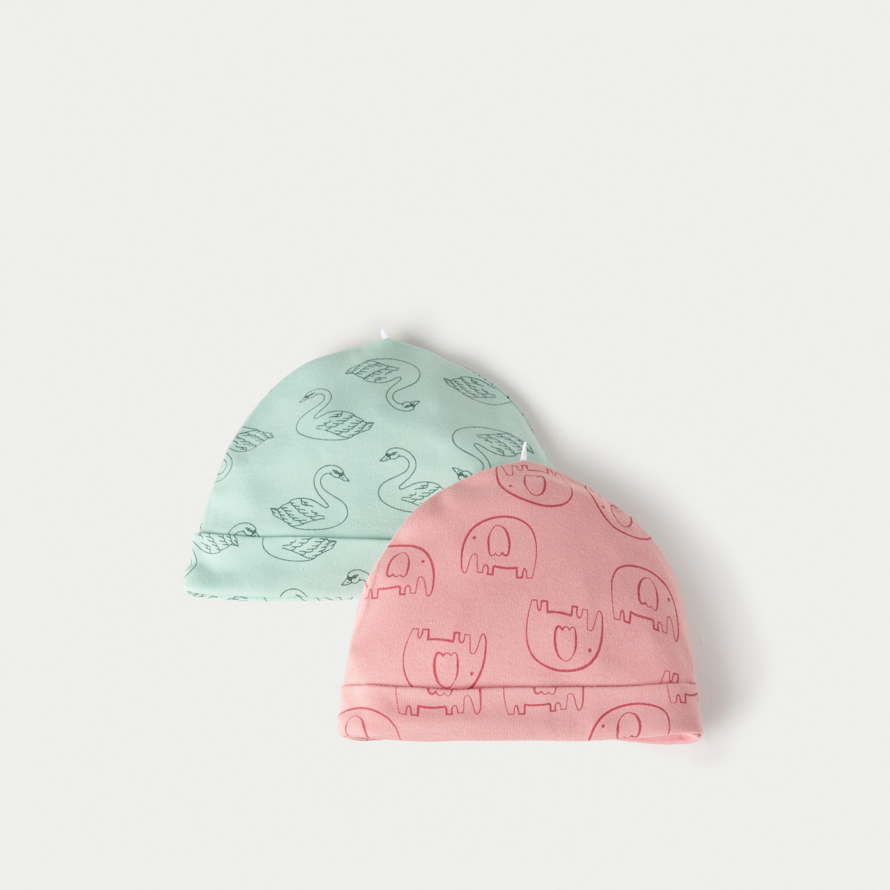 Juniors Printed Beanie Cap - Set of 2-baby-girls-accessories-caps-image-1