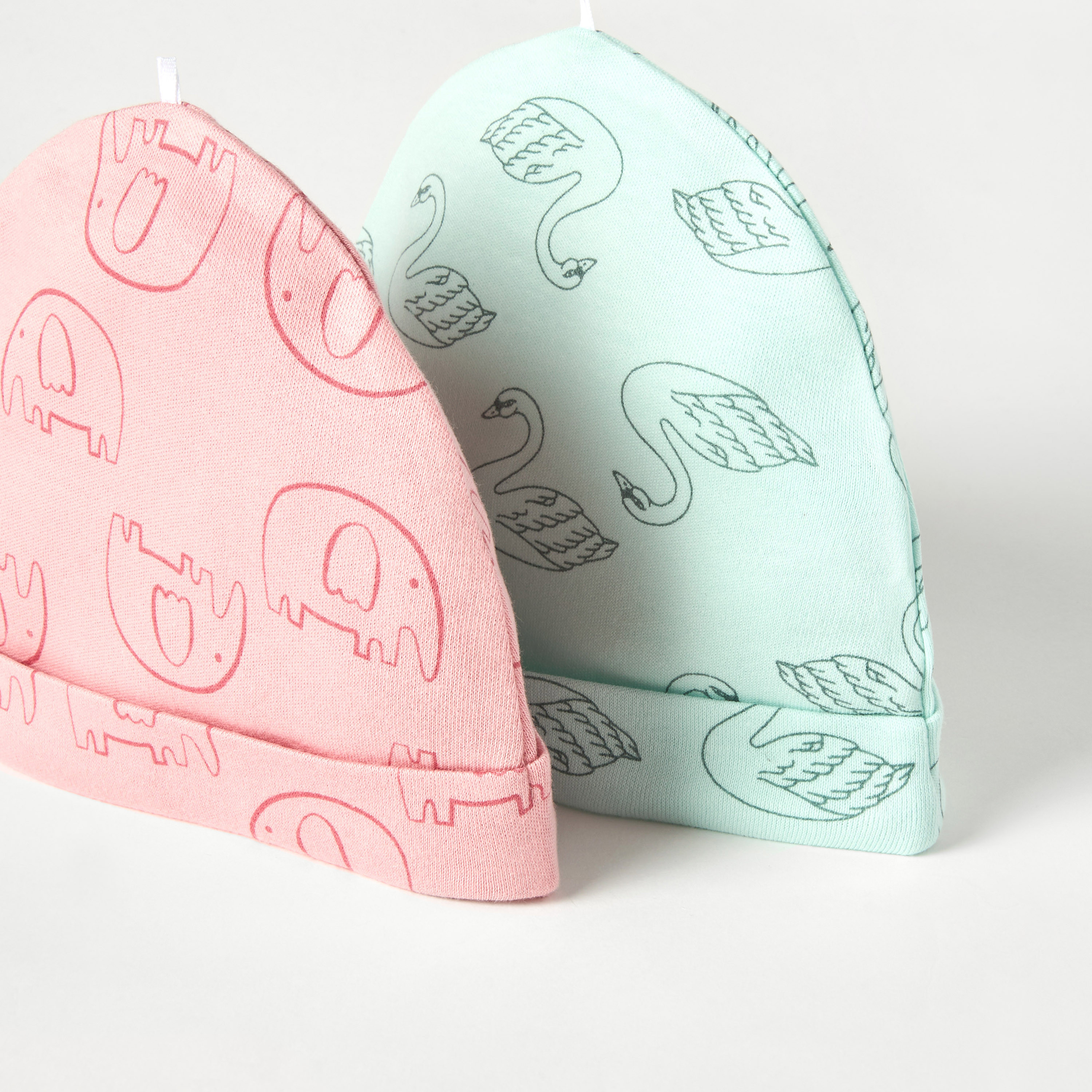 Juniors Printed Beanie Cap - Set of 2-baby-girls-accessories-caps-image-5