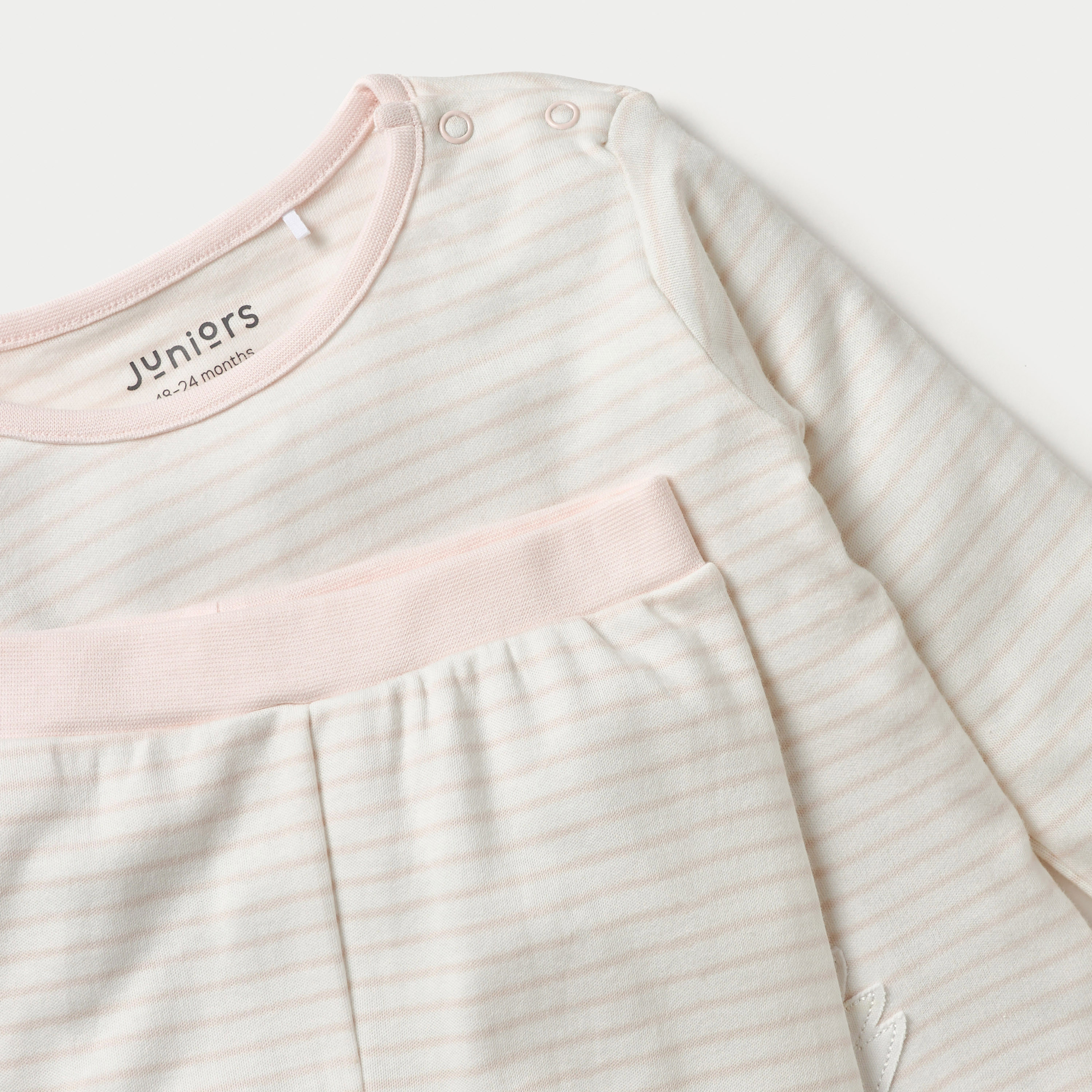 Juniors Fox Applique Long Sleeves T-shirt and Elasticated Pyjama Set-baby-girls-clothing-nightwear-pyjamasets-image-4