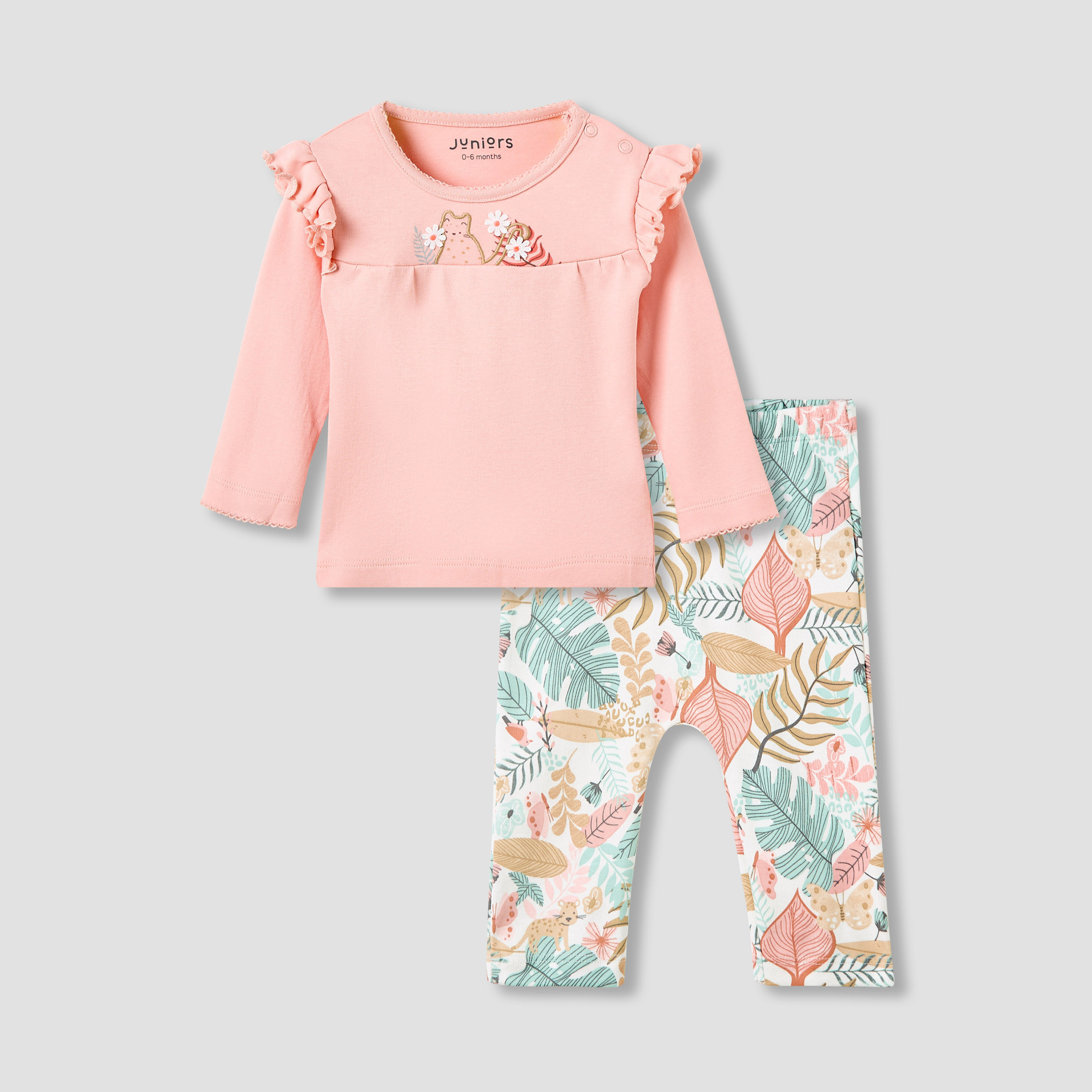 Juniors Lion Print Long Sleeve T-shirt and Pyjama Set-baby-boys-clothing-nightwear-pyjamasets-image-1