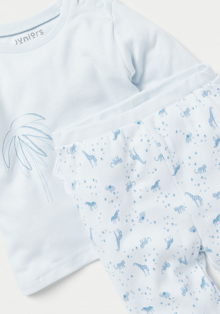 Juniors Printed Long Sleeves T-shirt and Pyjama Set-Pyjama Sets-image-4