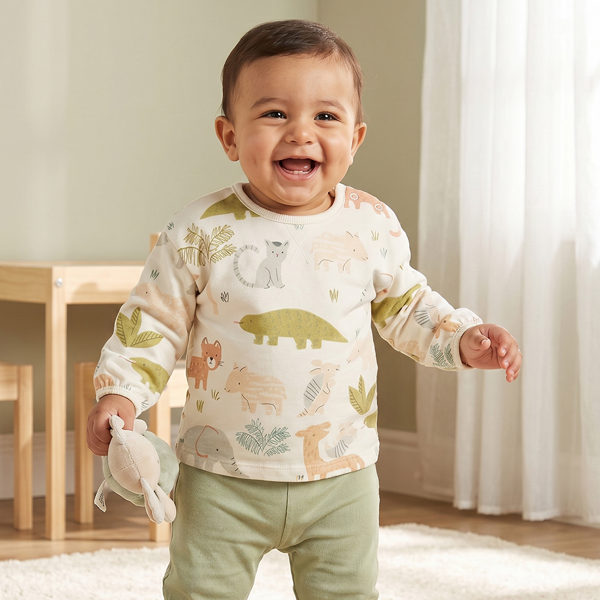Juniors Cotton Crew Neck Long Sleeves Pyjama Set with Safari Print-baby-boys-clothing-nightwear-pyjamasets-image-1