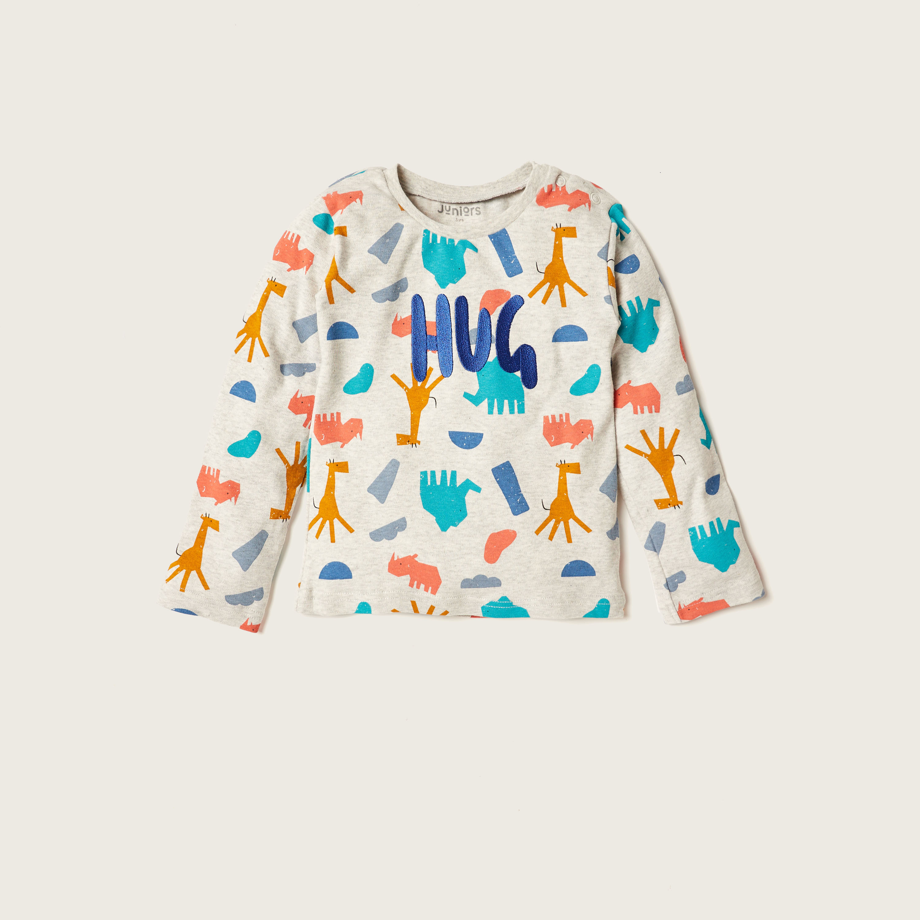 Juniors Printed Long Sleeves T-shirt and Elasticated Pyjama Set-baby-boys-clothing-nightwear-pyjamasets-image-3