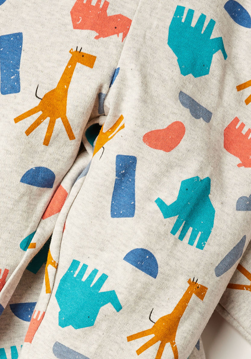 Juniors Printed Long Sleeves T-shirt and Elasticated Pyjama Set-Pyjama Sets-image-4
