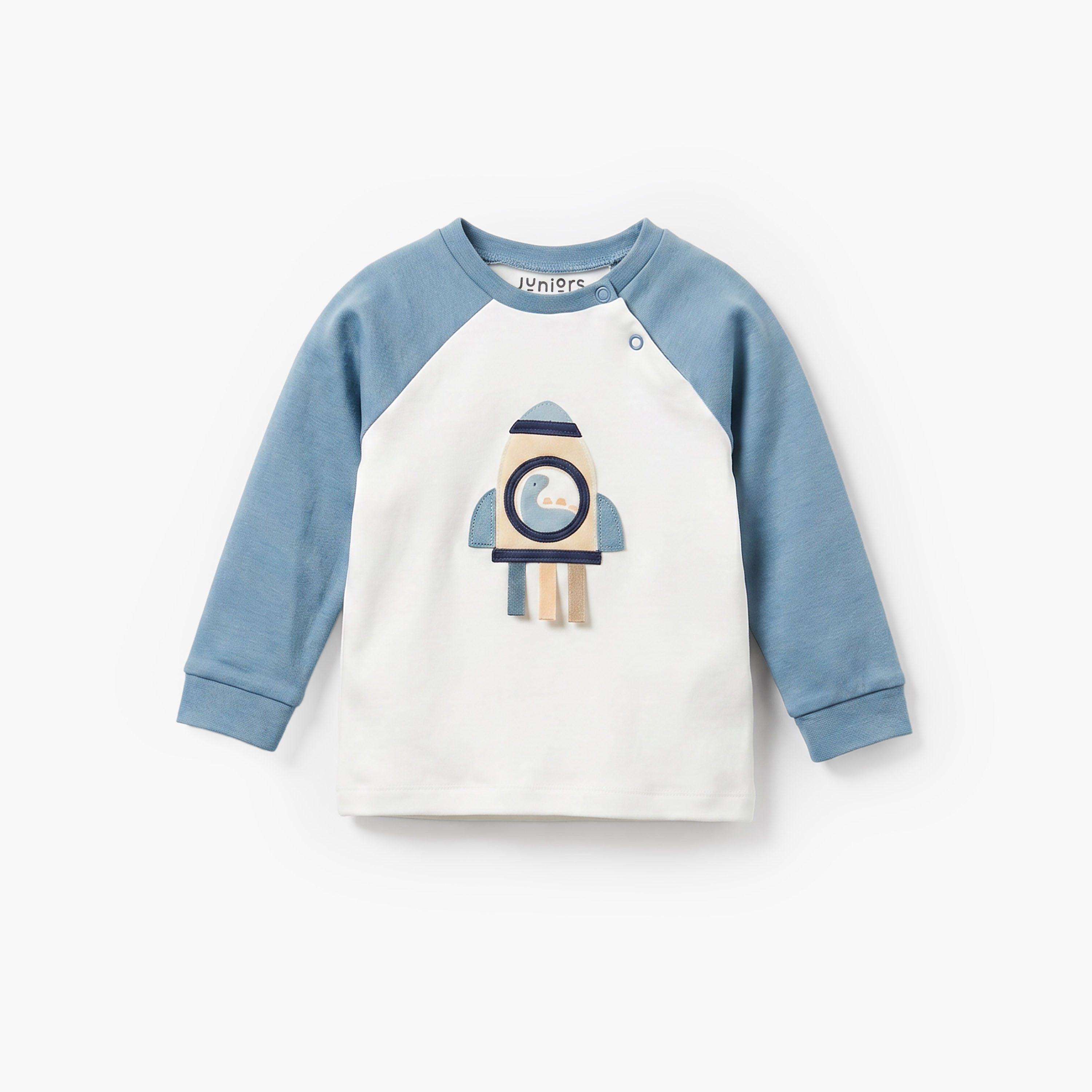 Juniors Cotton Crew Neck Long Sleeves Pyjama Set with Spacecraft Print-baby-boys-clothing-nightwear-pyjamasets-image-2