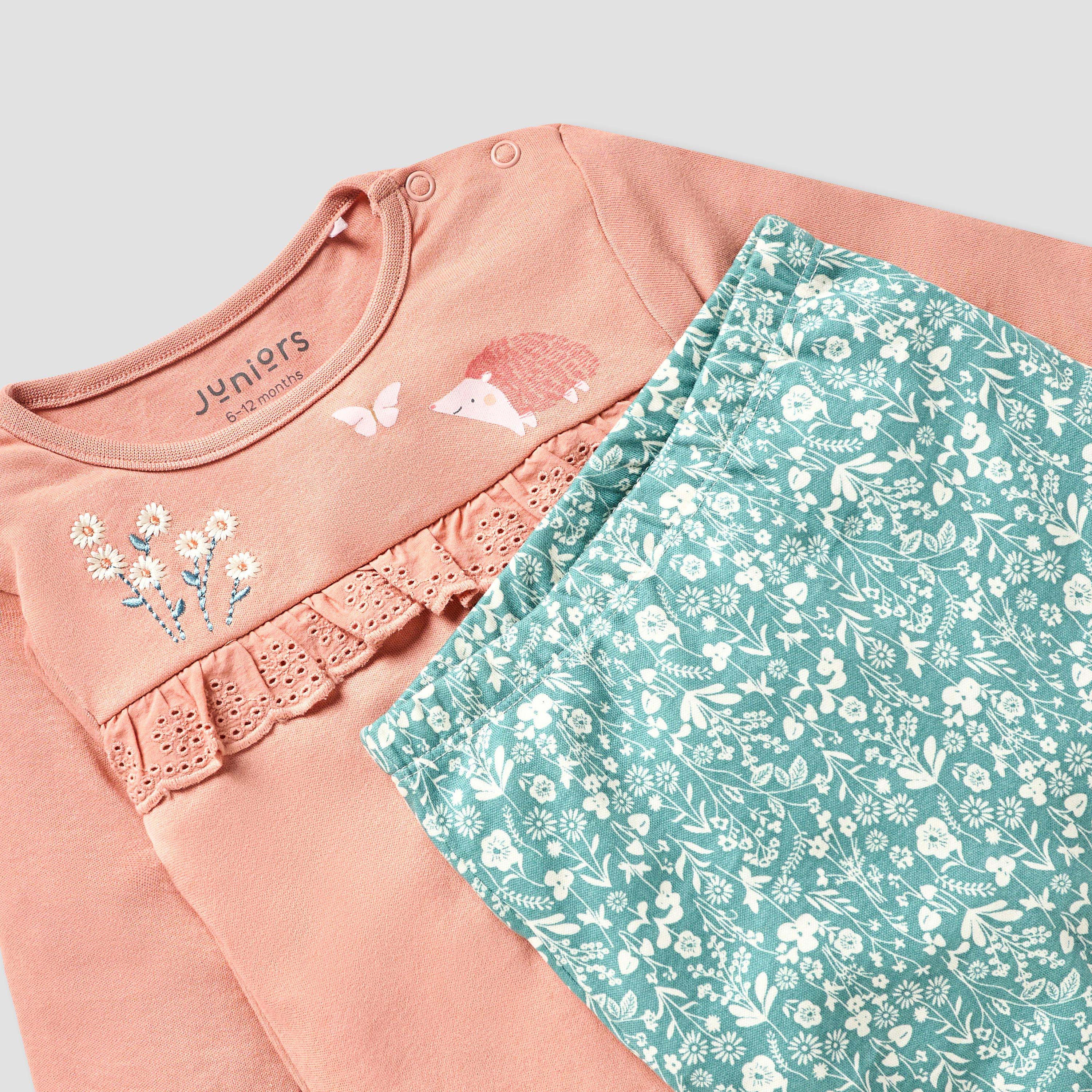 Juniors Schiffli Detail Long Sleeves T-shirt and Elasticated Pyjama Set-promo_babyshop_Buy3for99_OMN130126-image-4