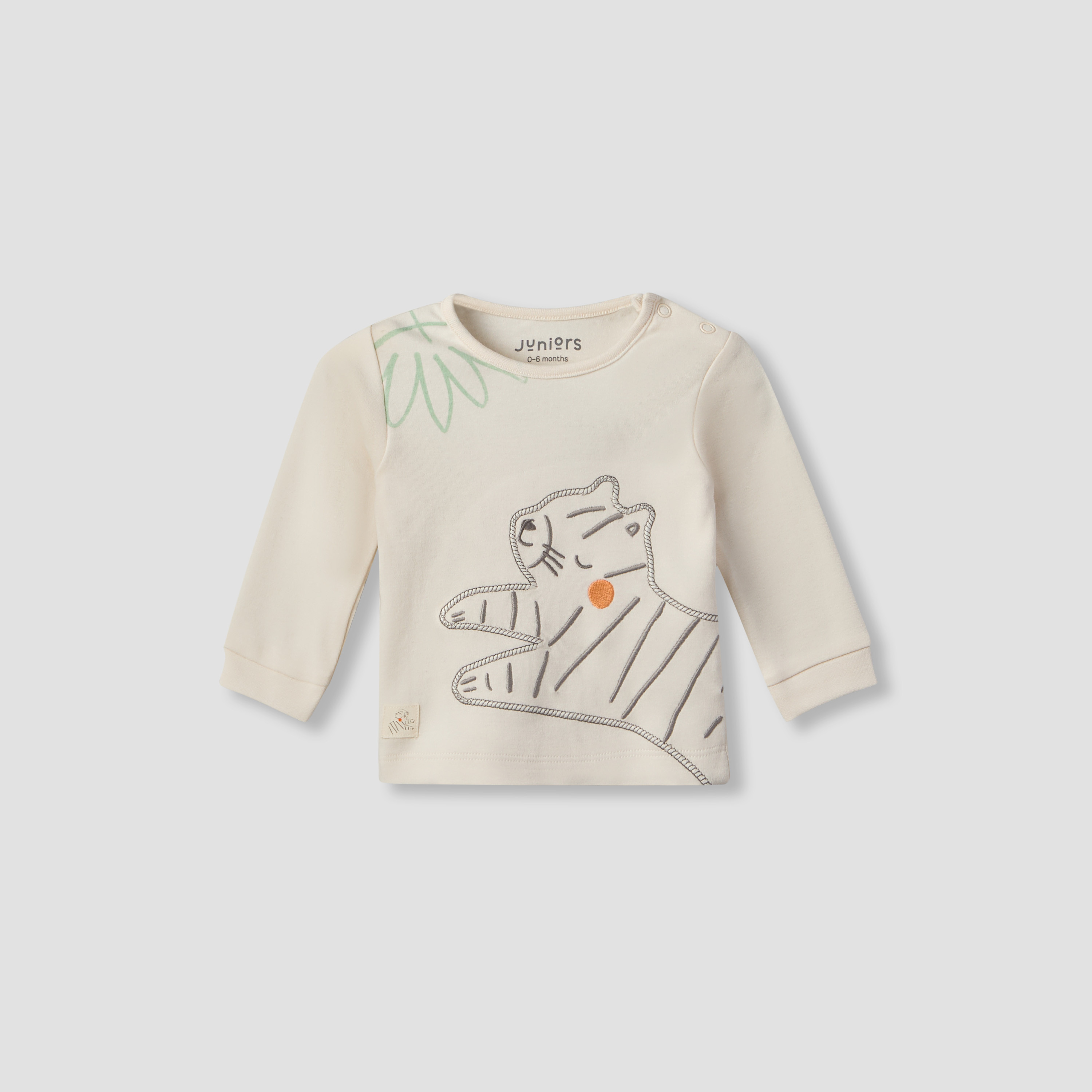 Juniors Cotton Crew Neck Long Sleeves Pyjama Set with Tiger Embroidery-baby-boys-clothing-nightwear-pyjamasets-image-2