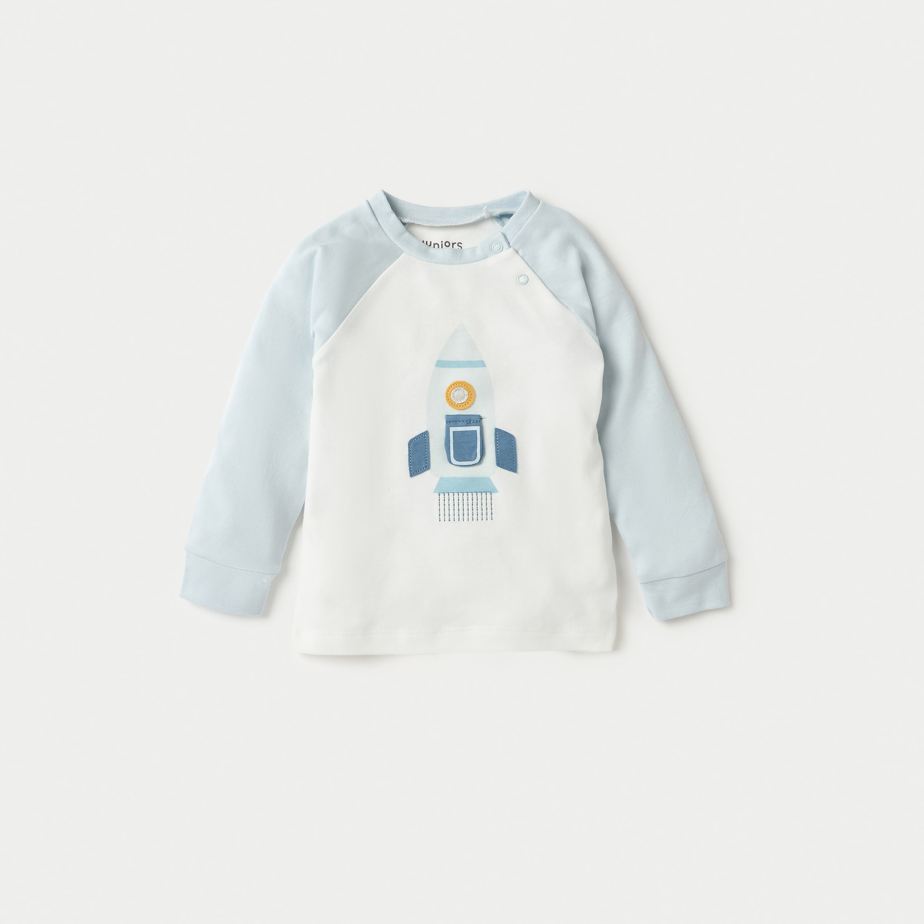 طقم تيشيرت بأكمام طويلة وزخارف صاروخ مع بنطلون بيجاما مطاطي من جونيورز-baby-boys-clothing-nightwear-pyjamasets-image-4
