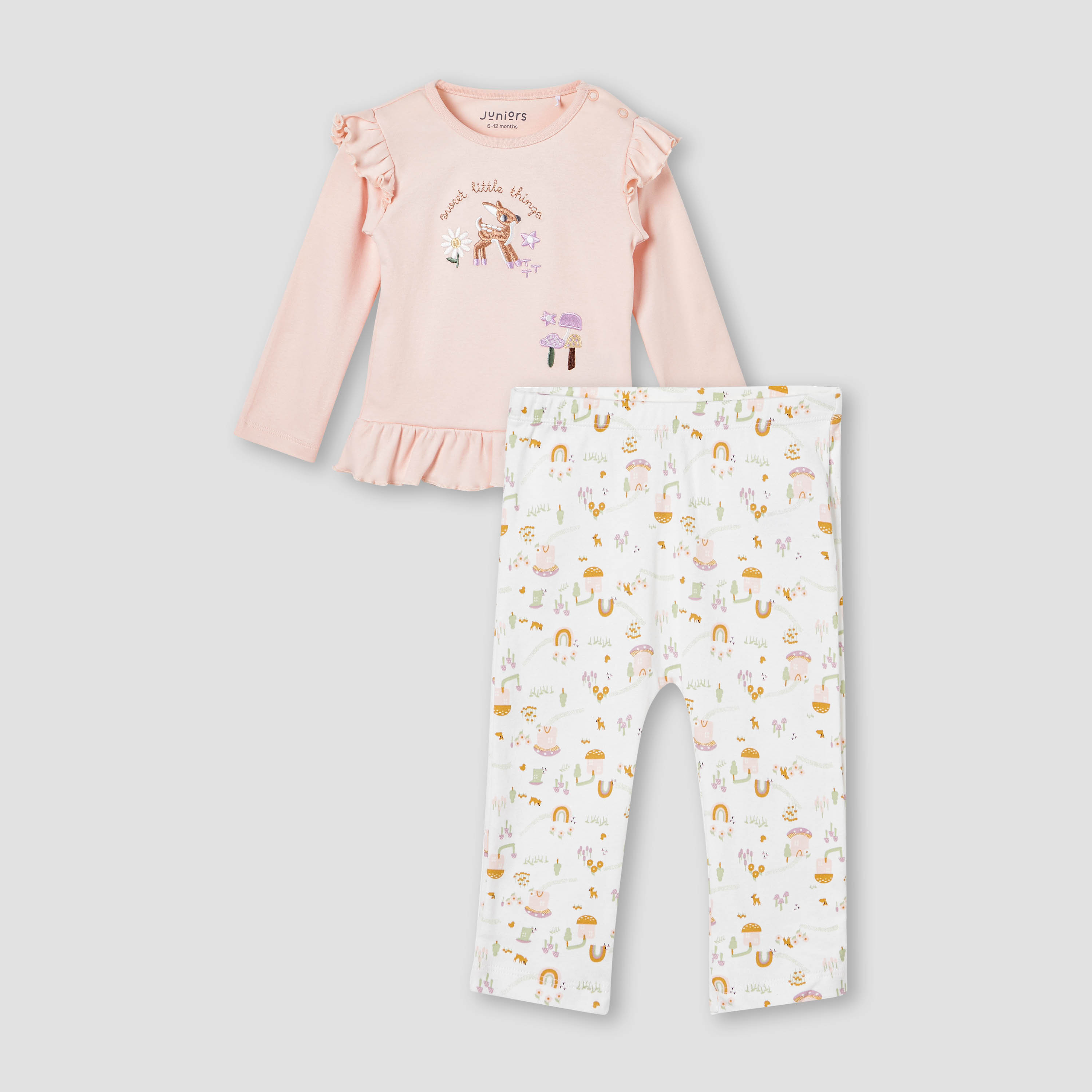 طقم تيشيرت بأكمام طويلة وطبعات مع بنطلون بيجاما من جونيورز-baby-boys-clothing-nightwear-pyjamasets-image-1