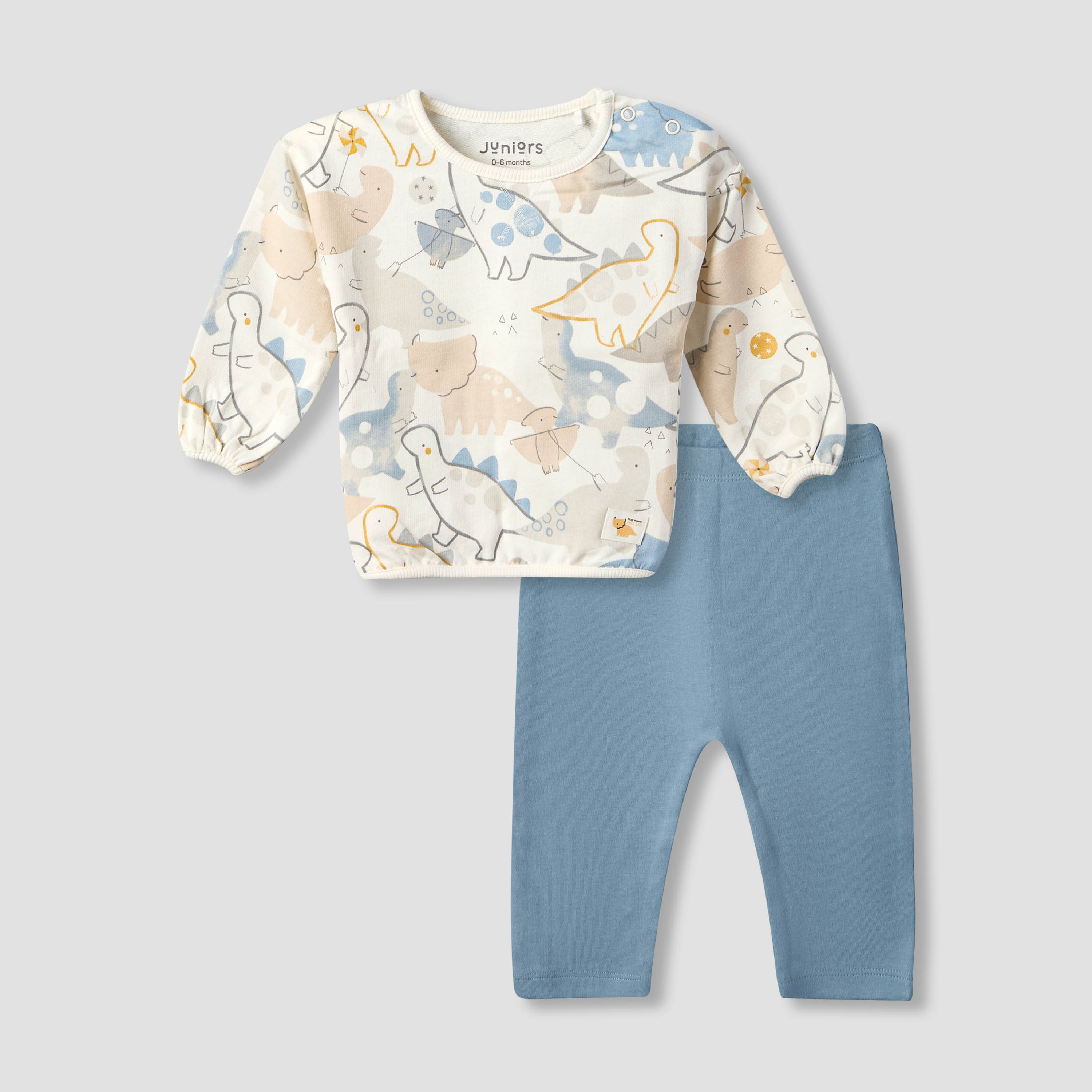 Juniors Cotton Crew Neck Long Sleeves Pyjama Set with Dinosaur Print-baby-boys-clothing-nightwear-pyjamasets-image-2