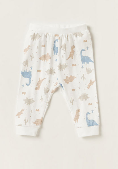Juniors Dinosaur Print Long Sleeve T-shirt and Pyjama Set-Pyjama Sets-image-3