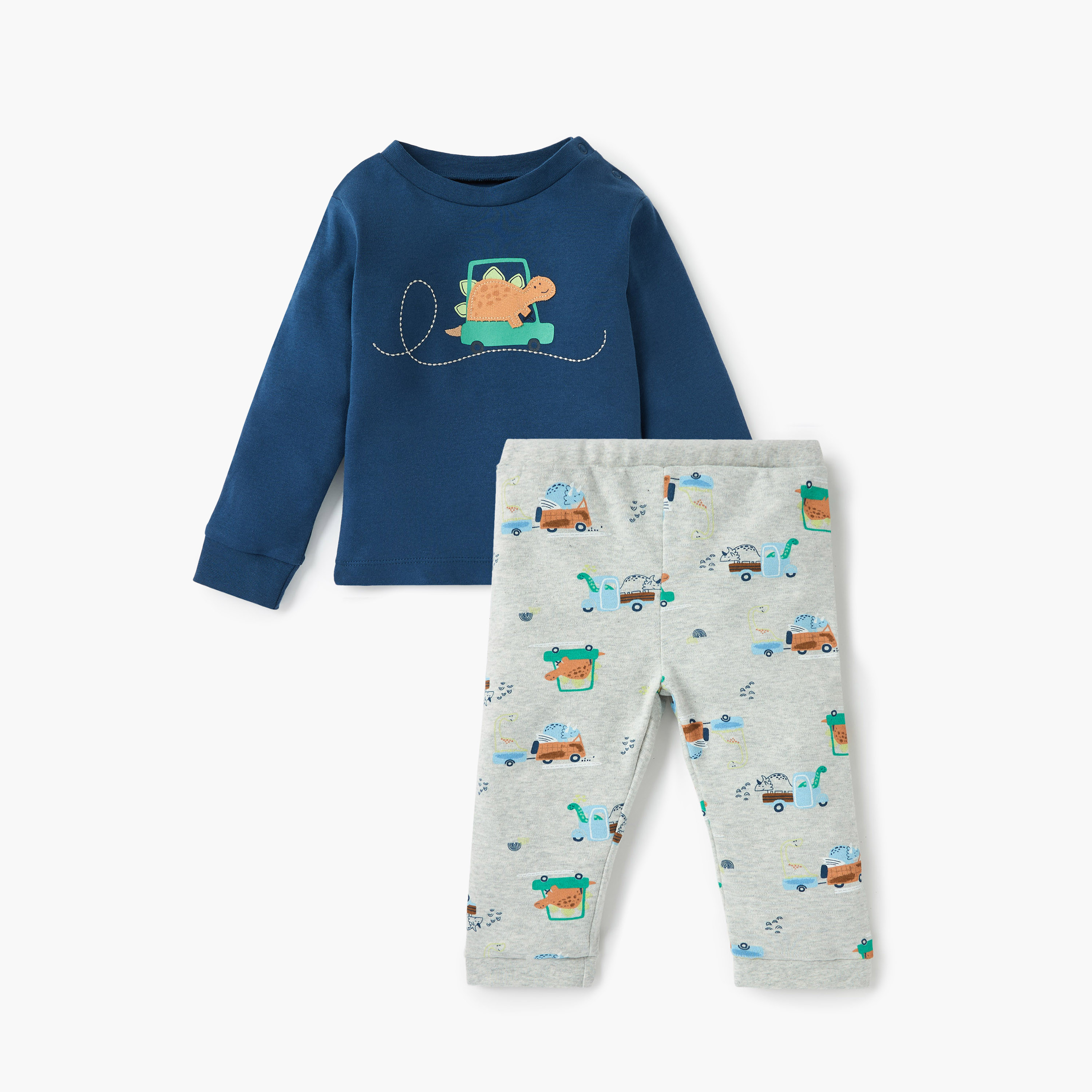 طقم بيجاما وتيشيرت بطبعات حيوانات من جونيورز-baby-boys-clothing-nightwear-pyjamasets-image-2