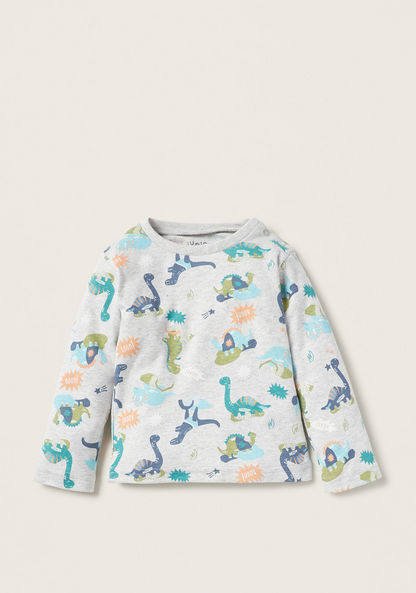 Juniors All-Over Dinosaur Print T-shirt and Elasticated Pyjama Set-Pyjama Sets-image-1