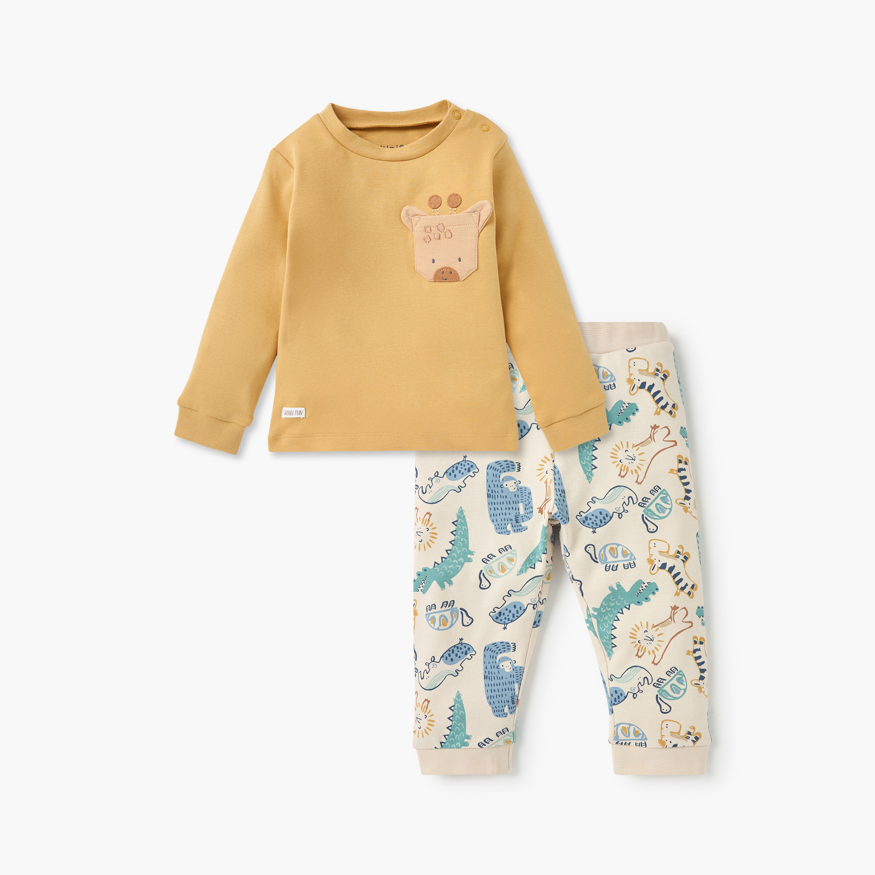 Juniors Animal Print T-shirt and Pyjama Set-baby-boys-clothing-nightwear-pyjamasets-image-1