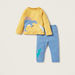 Juniors All-Over Dinosaur Applique T-shirt and Elasticated Pyjama Set-Pyjama Sets-thumbnailMobile-0