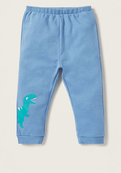 Juniors All-Over Dinosaur Applique T-shirt and Elasticated Pyjama Set-Pyjama Sets-image-2