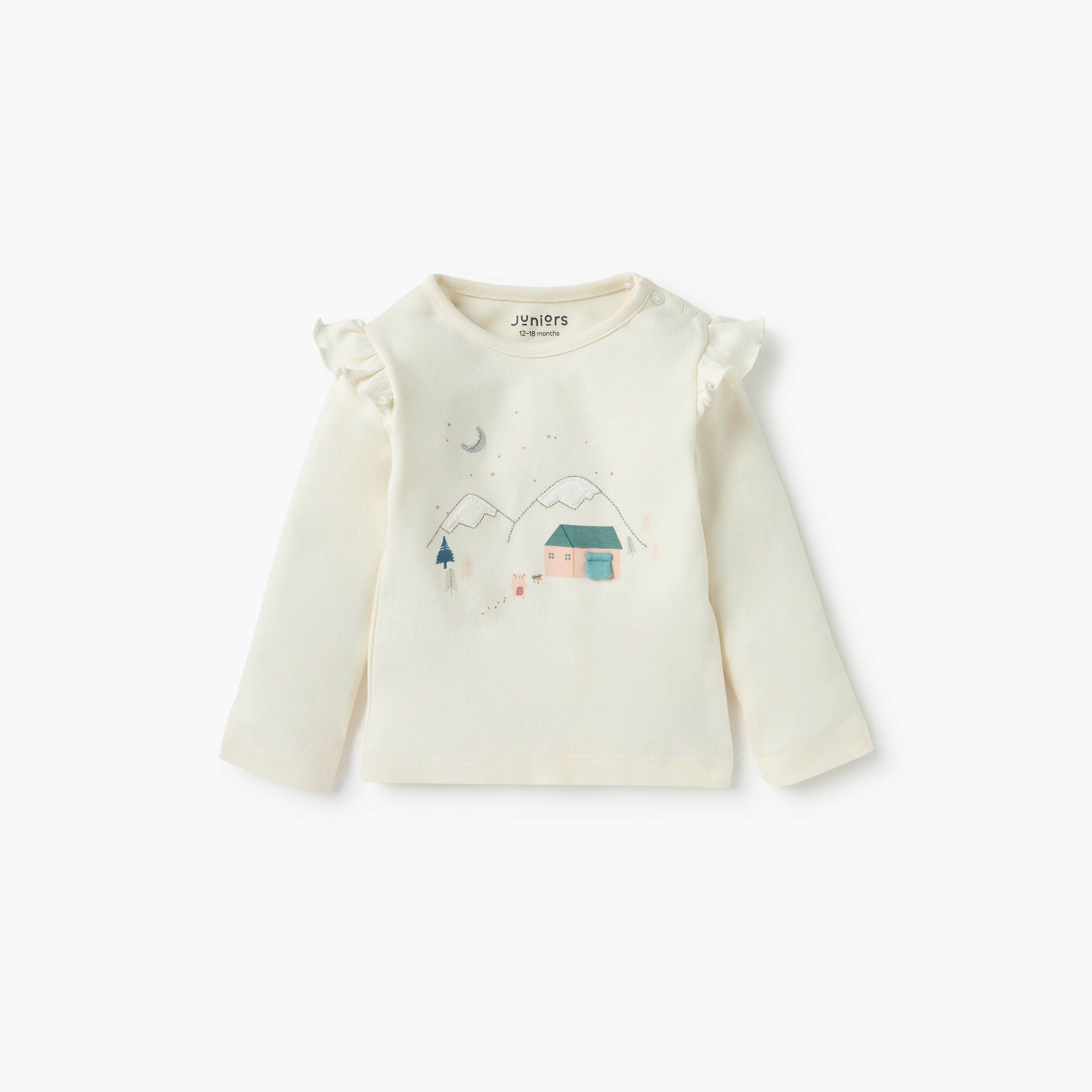 Juniors Printed Ruffle Detail T-shirt and Pyjama Set-baby-girls-clothing-nightwear-pyjamasets-image-2