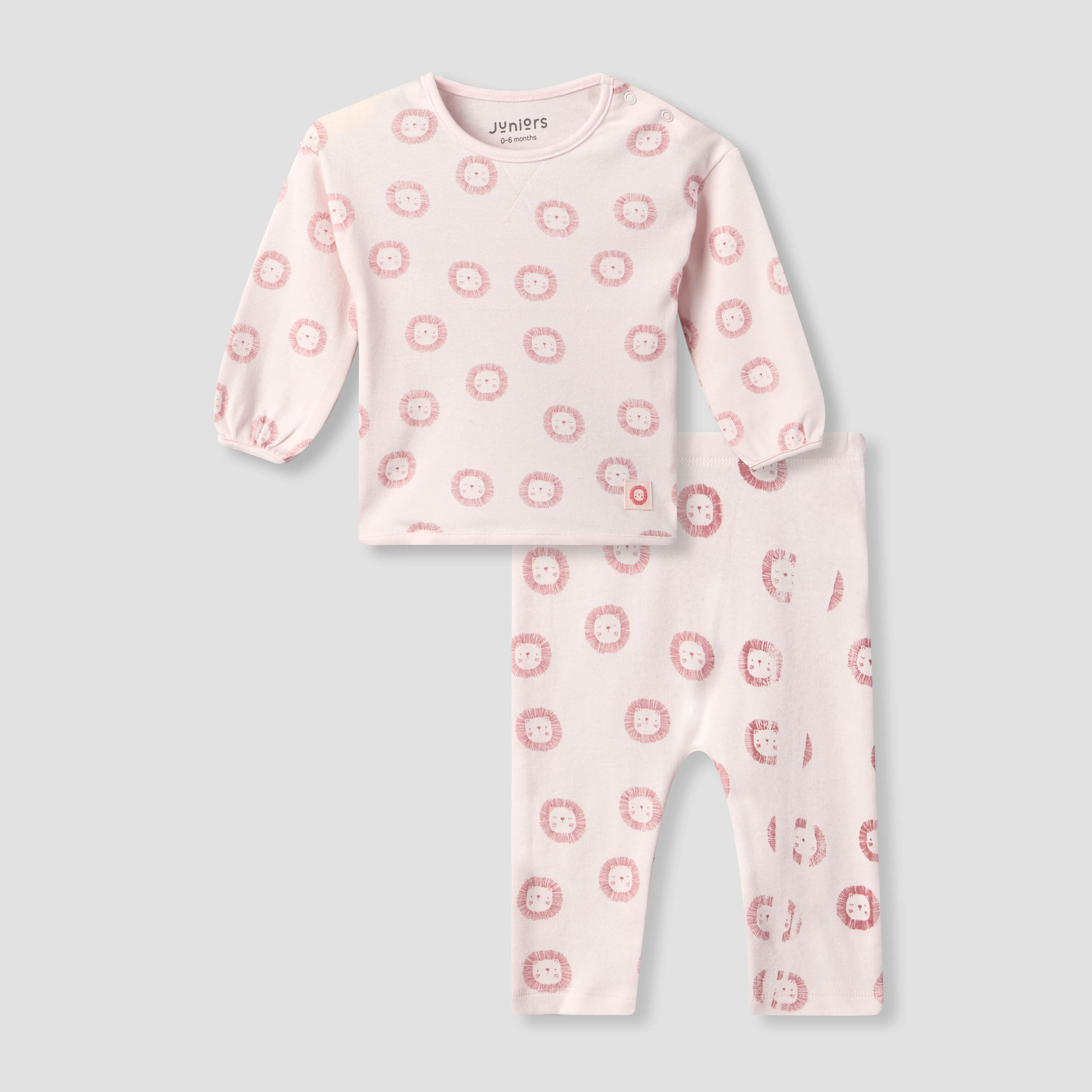 Juniors Cotton Crew Neck Long Sleeves Pyjama Set with Lion Print-baby-girls-clothing-nightwear-pyjamasets-image-2