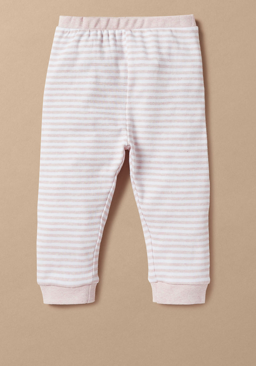 Juniors Elephant Applique Long Sleeves T-shirt and Striped Pyjama Set-Pyjama Sets-image-2