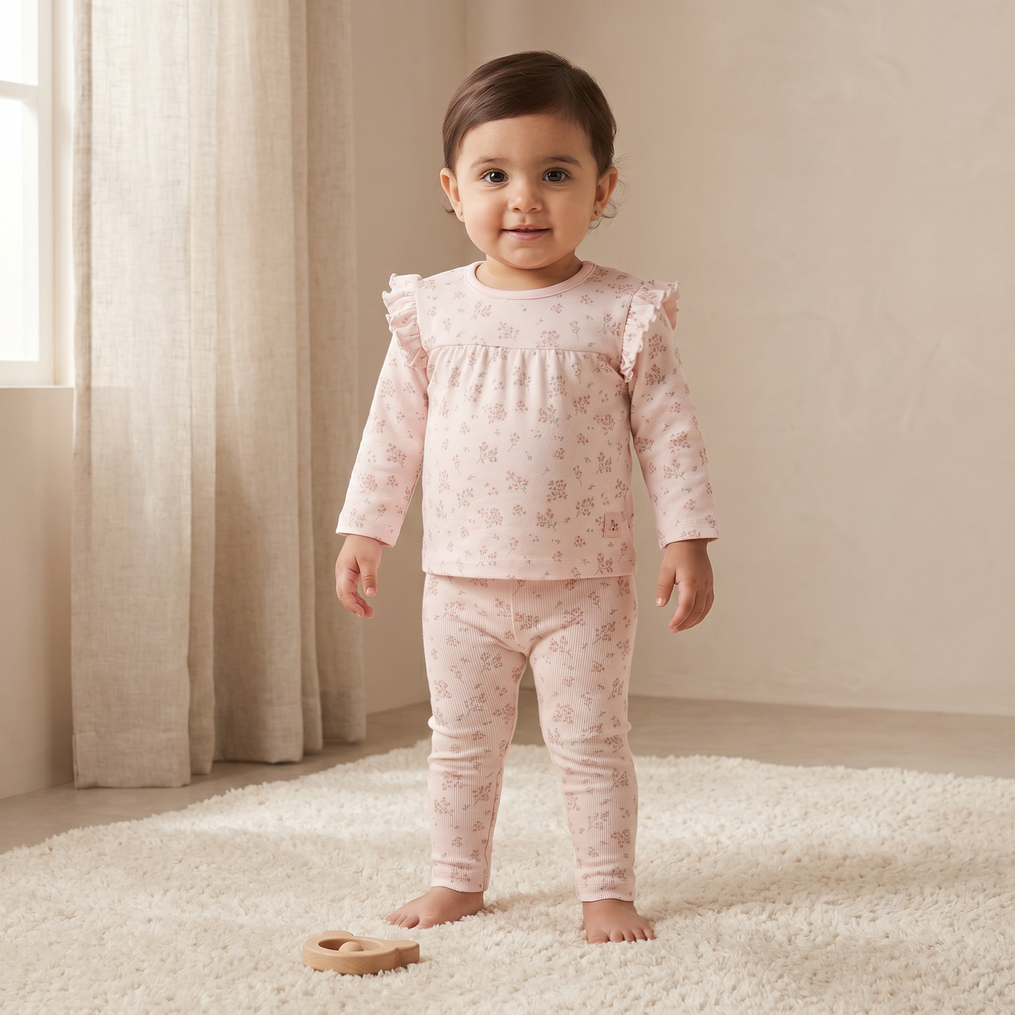 Juniors Cotton Crew Neck Long Sleeves Pyjama Set with Floral Print-baby-girls-clothing-nightwear-pyjamasets-image-1