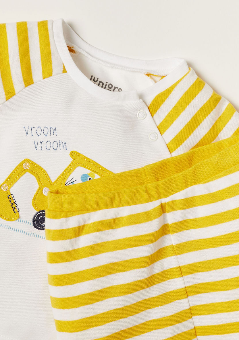Juniors Striped T-shirt and Full Length Pyjama Set-Pyjama Sets-image-3