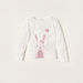 Juniors Bunny Theme Long Sleeve T-shirt and Striped Pyjama Set-Pyjama Sets-thumbnail-1