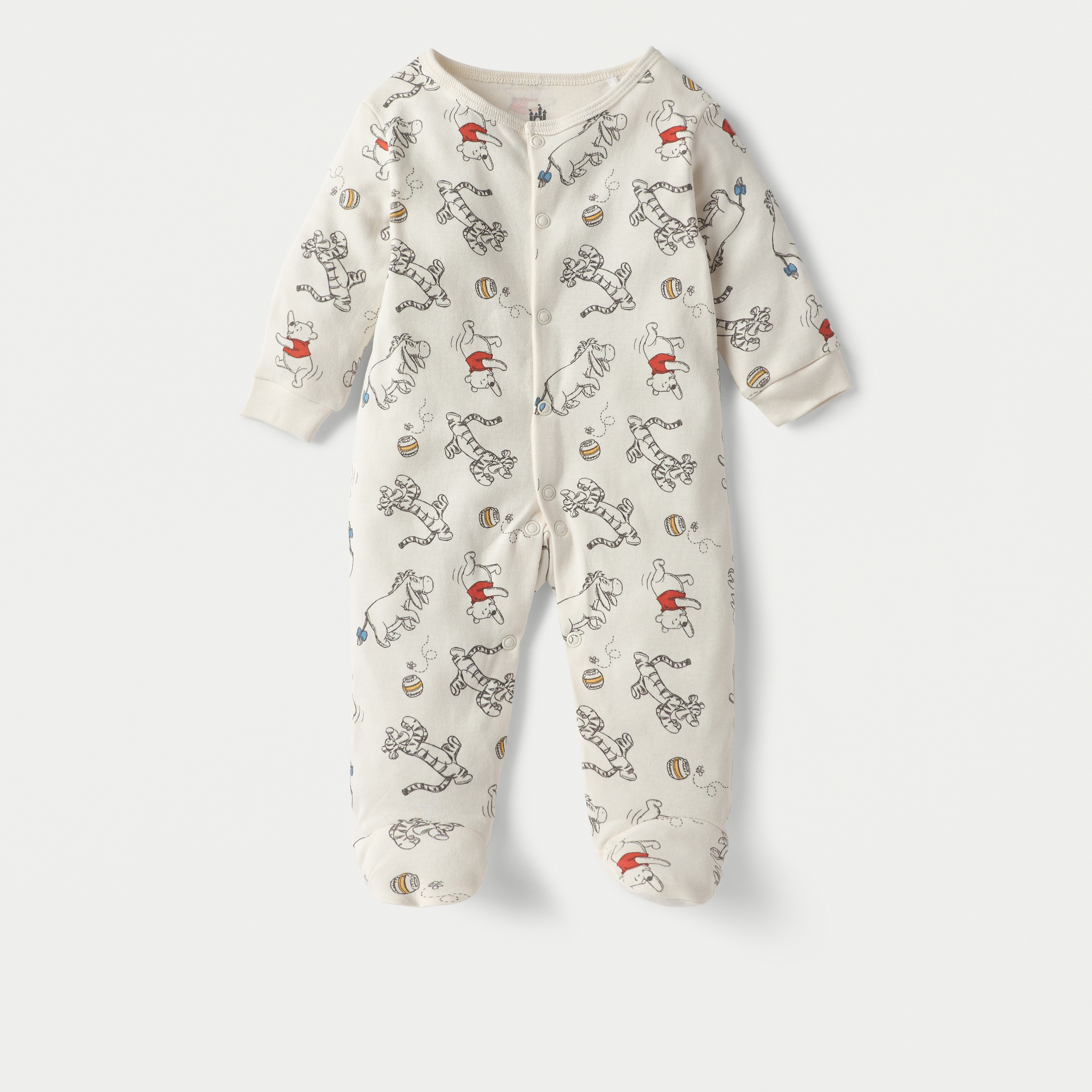 Juniors Winnie the Pooh Print Long Sleeves Sleepsuit with Button Closure-baby-boys-clothing-nightwear-sleepsuits-image-1