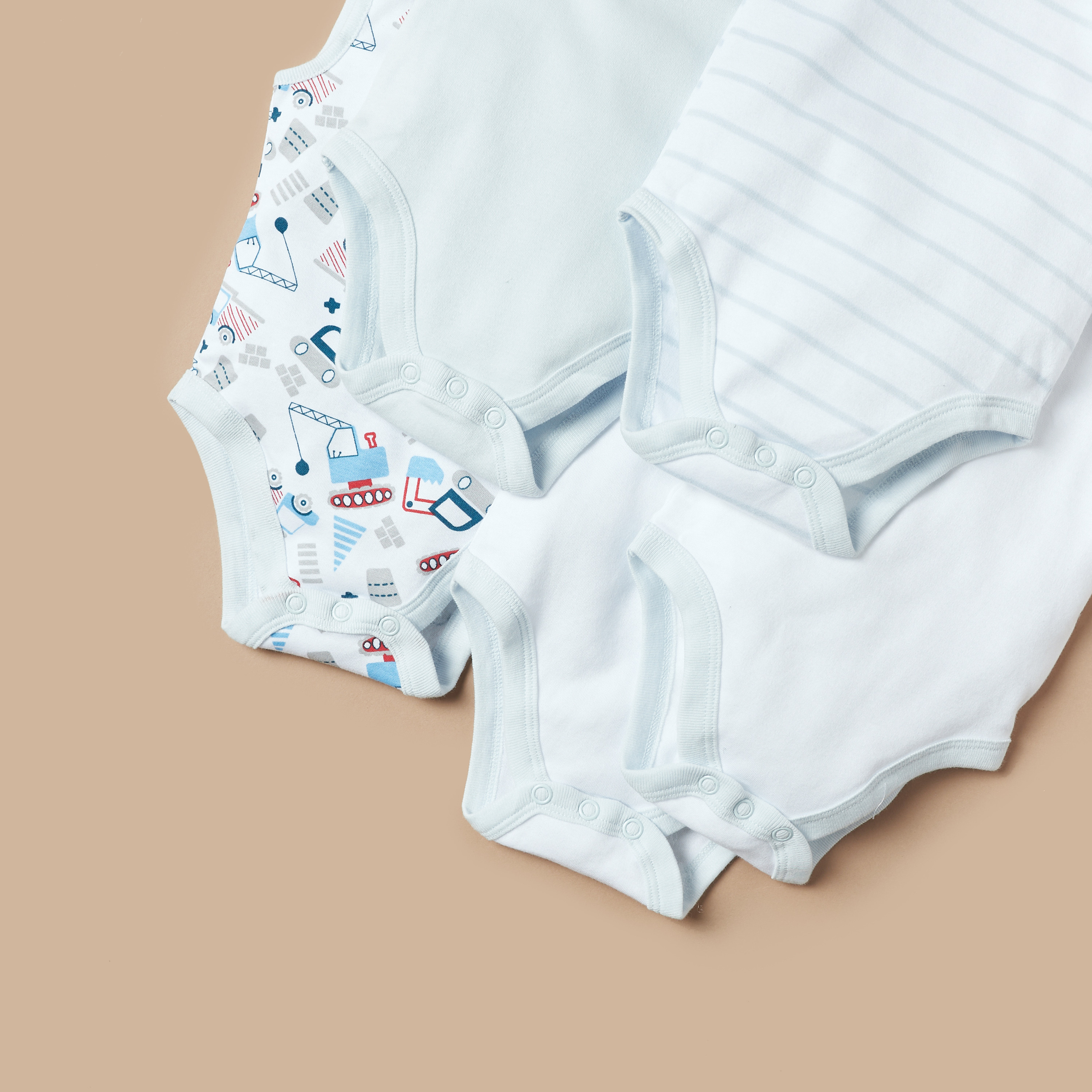 Juniors Printed Sleeveless Bodysuit with Button Closure - Set of 5-baby-boys-clothing-multipacks-image-4