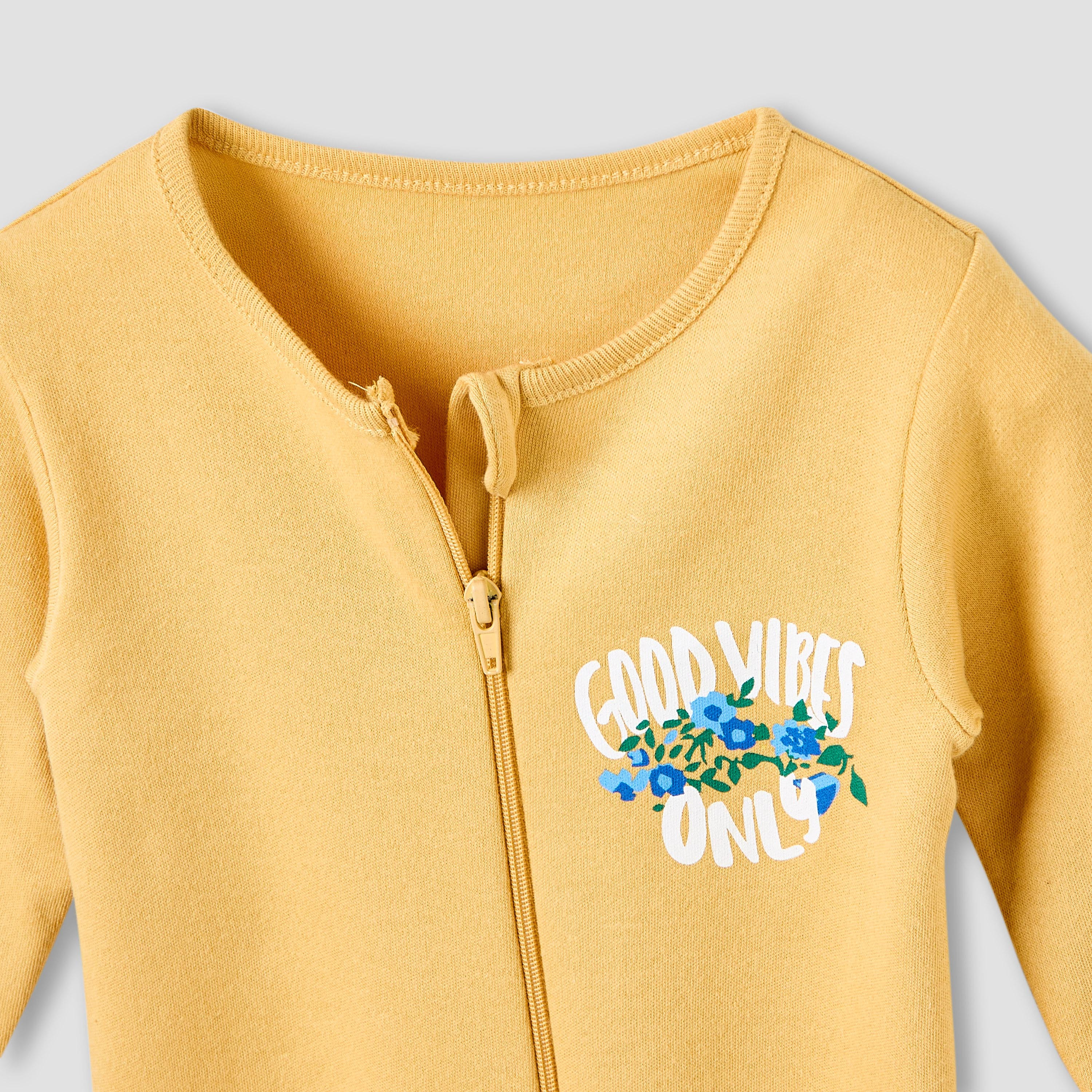 Juniors Round Neck Sleepsuit with Print - Cotton - Long Sleeves - Set of 3-baby-girls-clothing-nightwear-sleepsuits-image-5