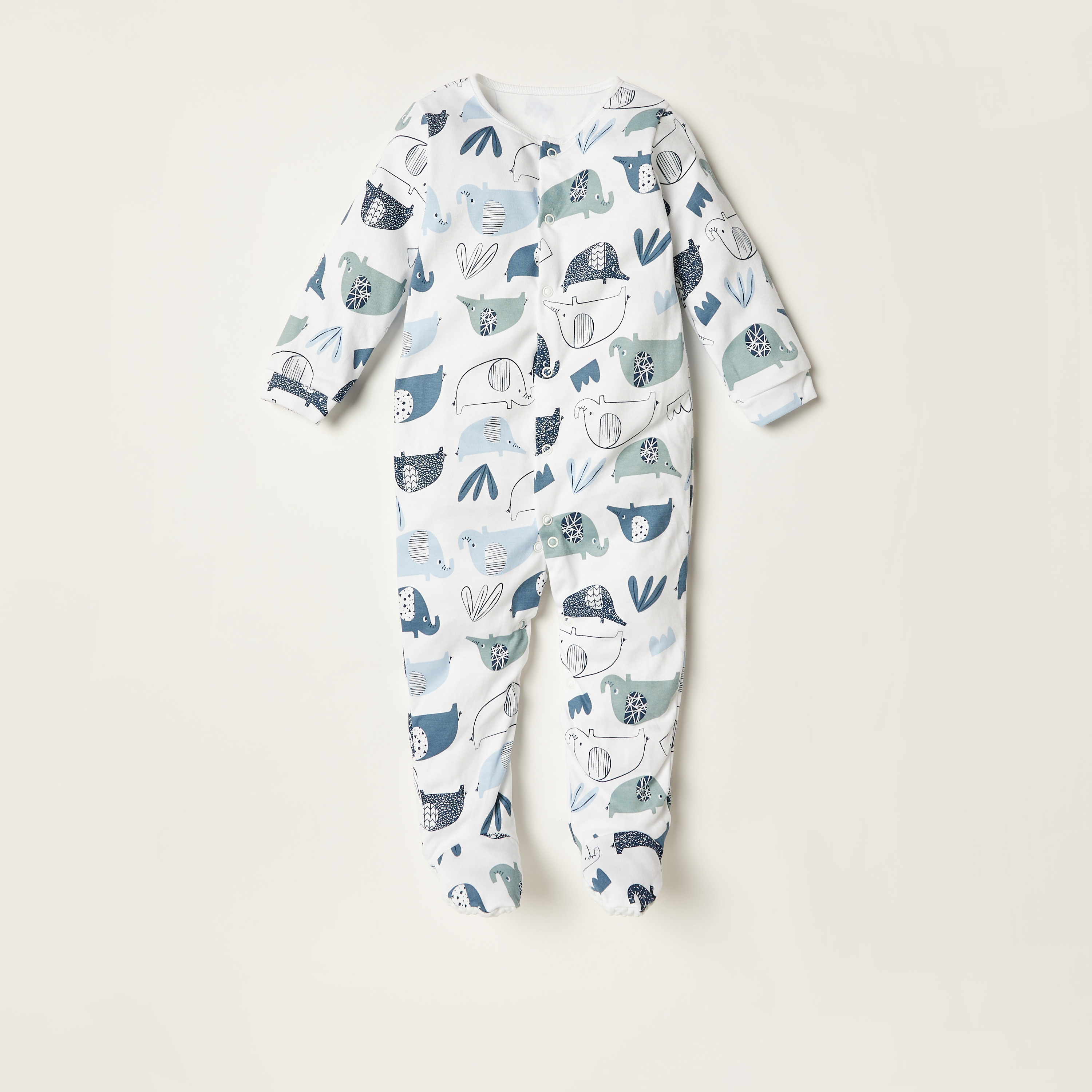 بدلات نوم بأكمام طويلة وطبعات وأزرار إغلاق من جونيورز - طقم من 3 قطع-baby-boys-clothing-nightwear-sleepsuits-image-3
